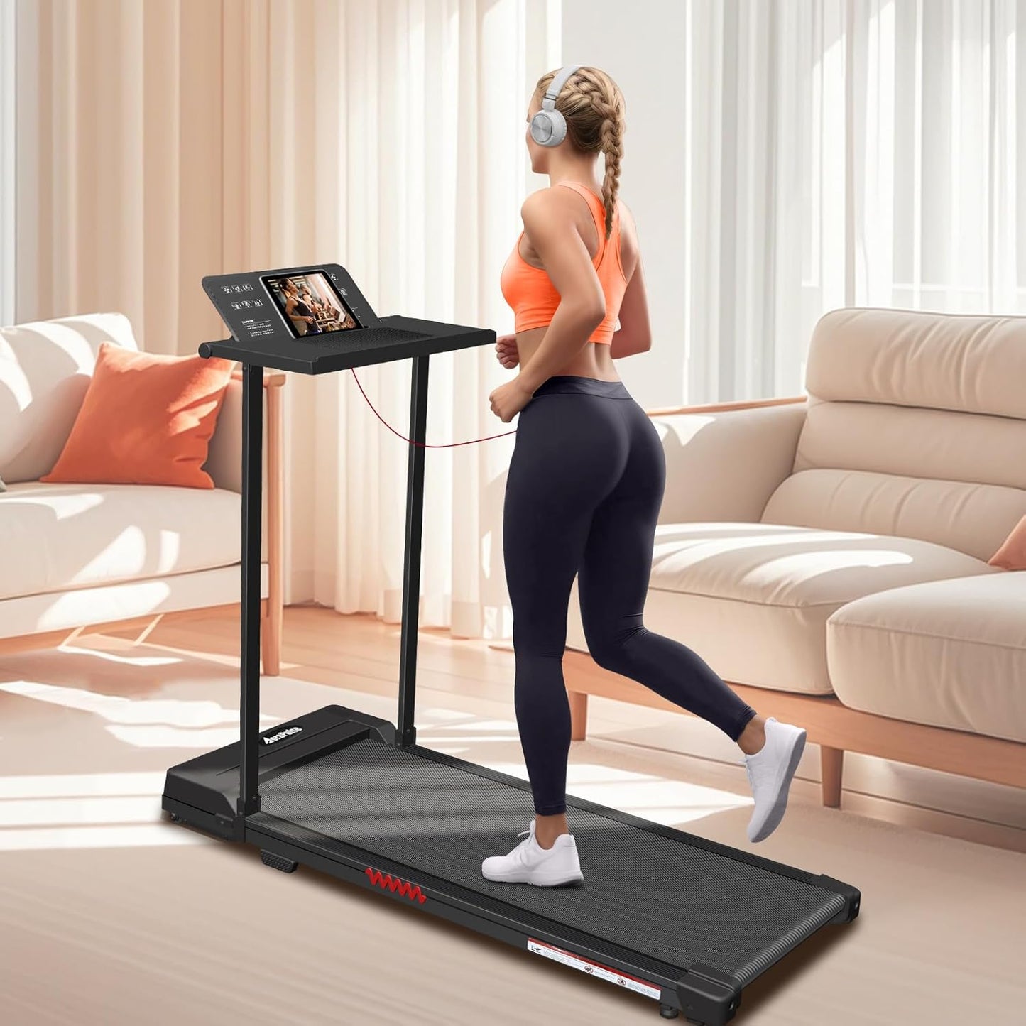 Portable Foldable Treadmills for Home, Small Folding Treadmill for Home Office with 300 LBS Capacity, Walking Running Exercise Electric Compact Treadmill with LED Display
