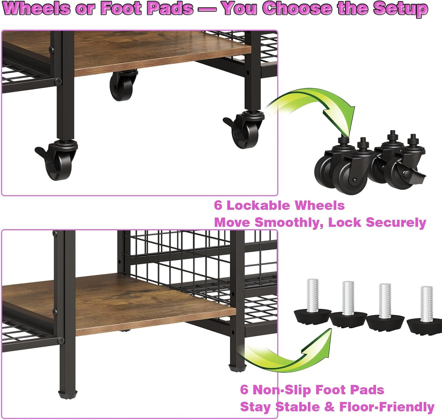 Dumbbell Rack – Adjustable Weight Storage Stand with Hooks for Home Gym, Kettlebells, Yoga Mat and Workout Equipment Heavy Duty Weight Rack with Wheels