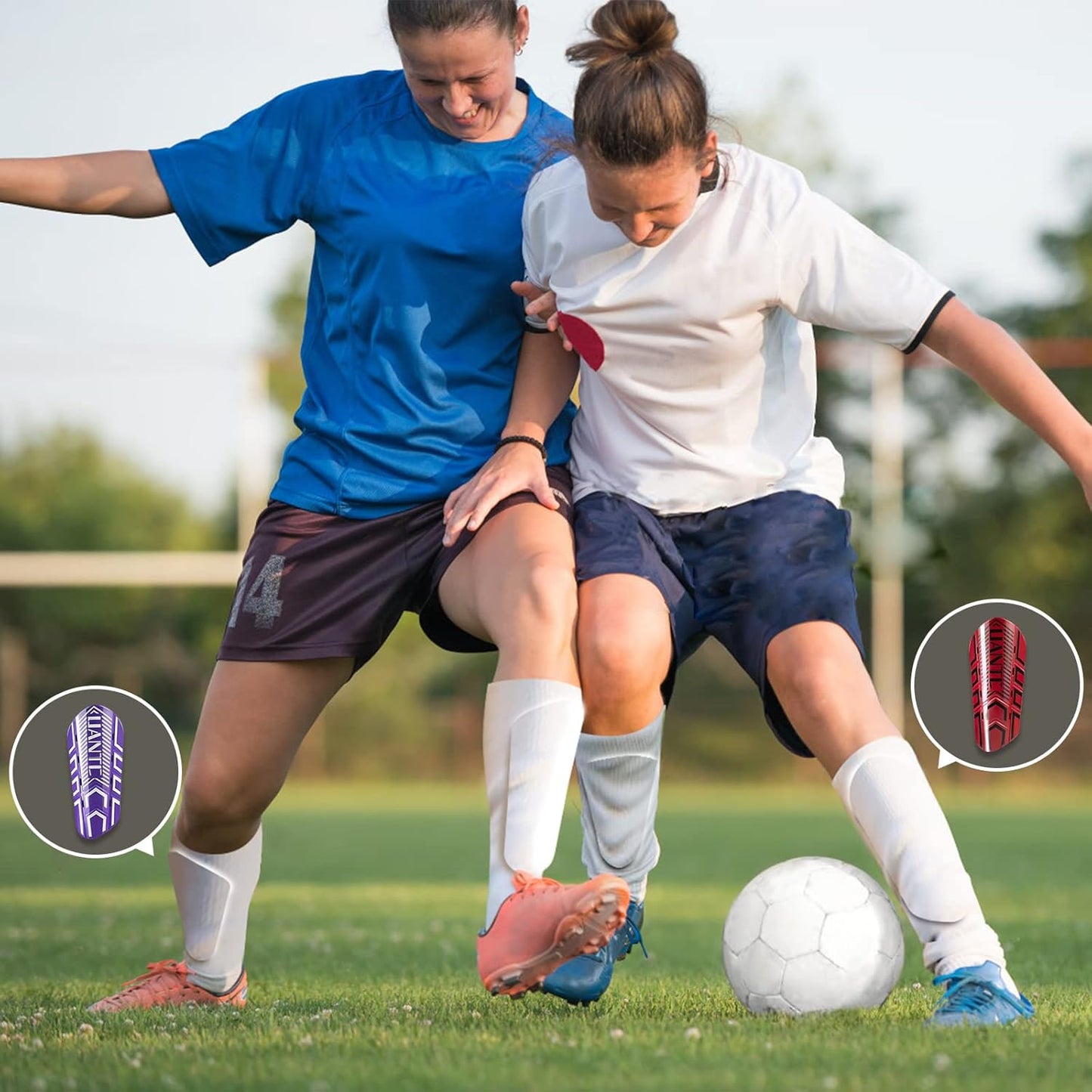 Shin Guards - Soccer Shin Guards with Cushion Protection for Kids/Adults