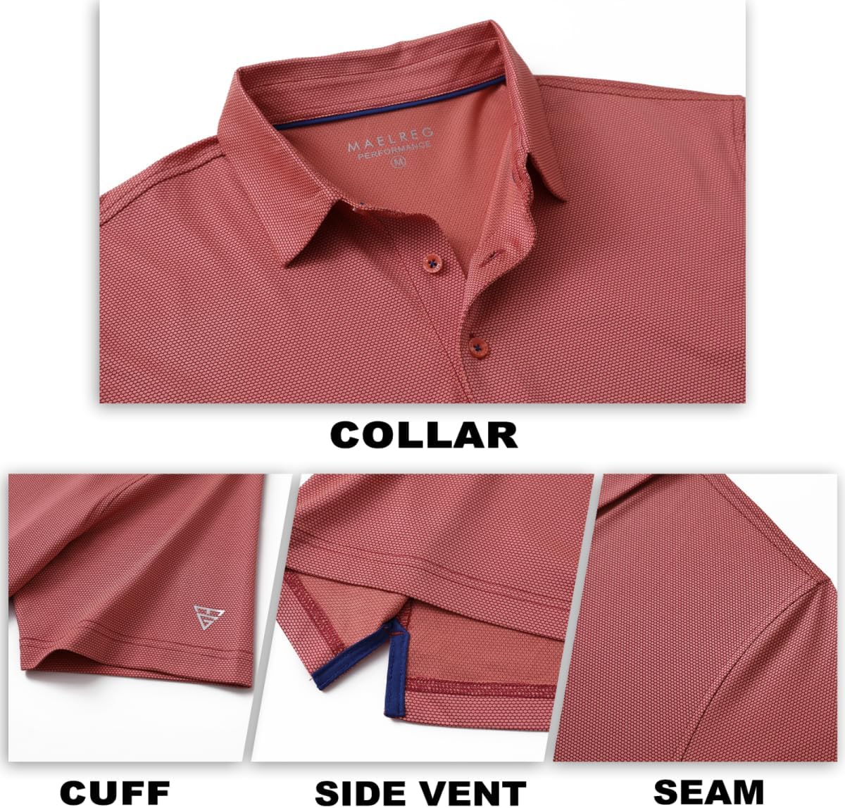 M MAELREG Golf Shirts for Men Dry fit Sports Jacquard Lightweight Performance Texture Short Sleeve Collared Polo Shirts