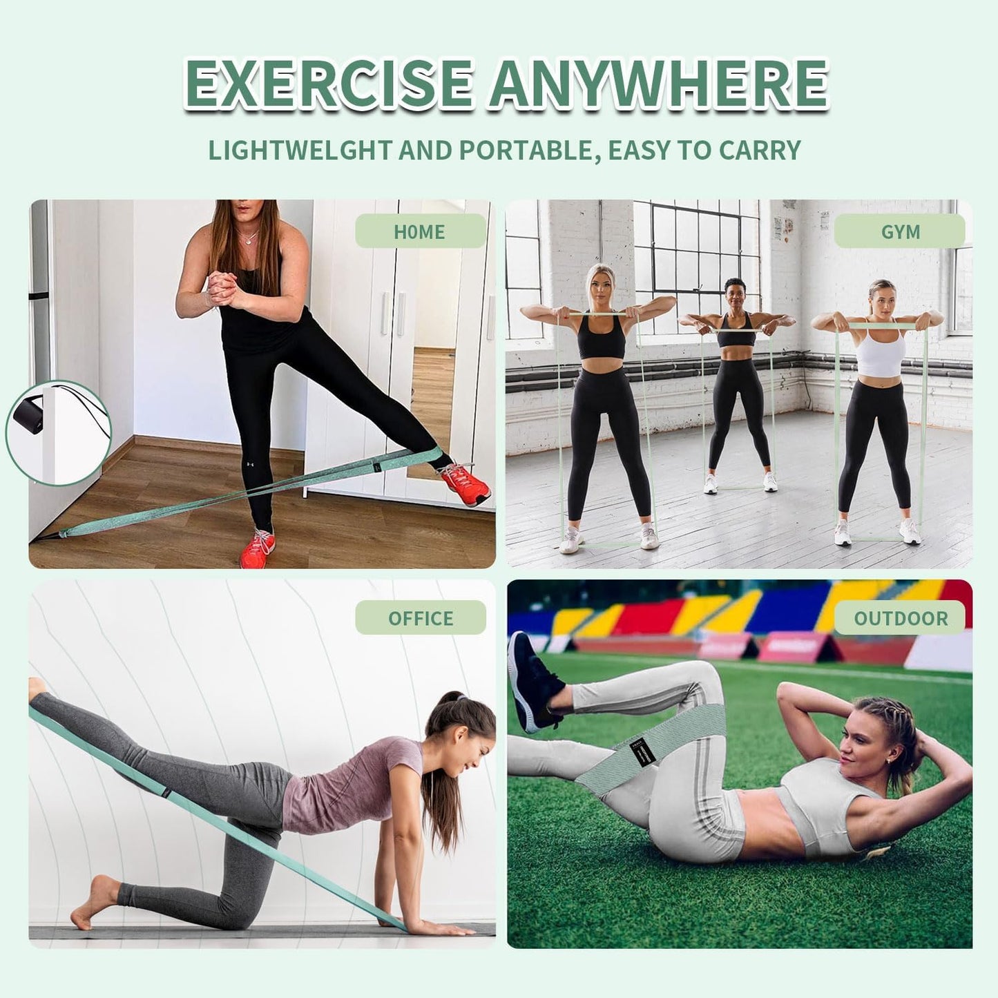 Wide Fabric Resistance Bands Set for Working Out, Non-Slip Exercise Booty Bands for Women & Men Leg and Glutes with Hair Ties and Tape Measure - for Home Gym Workout, Yoga, Pilates