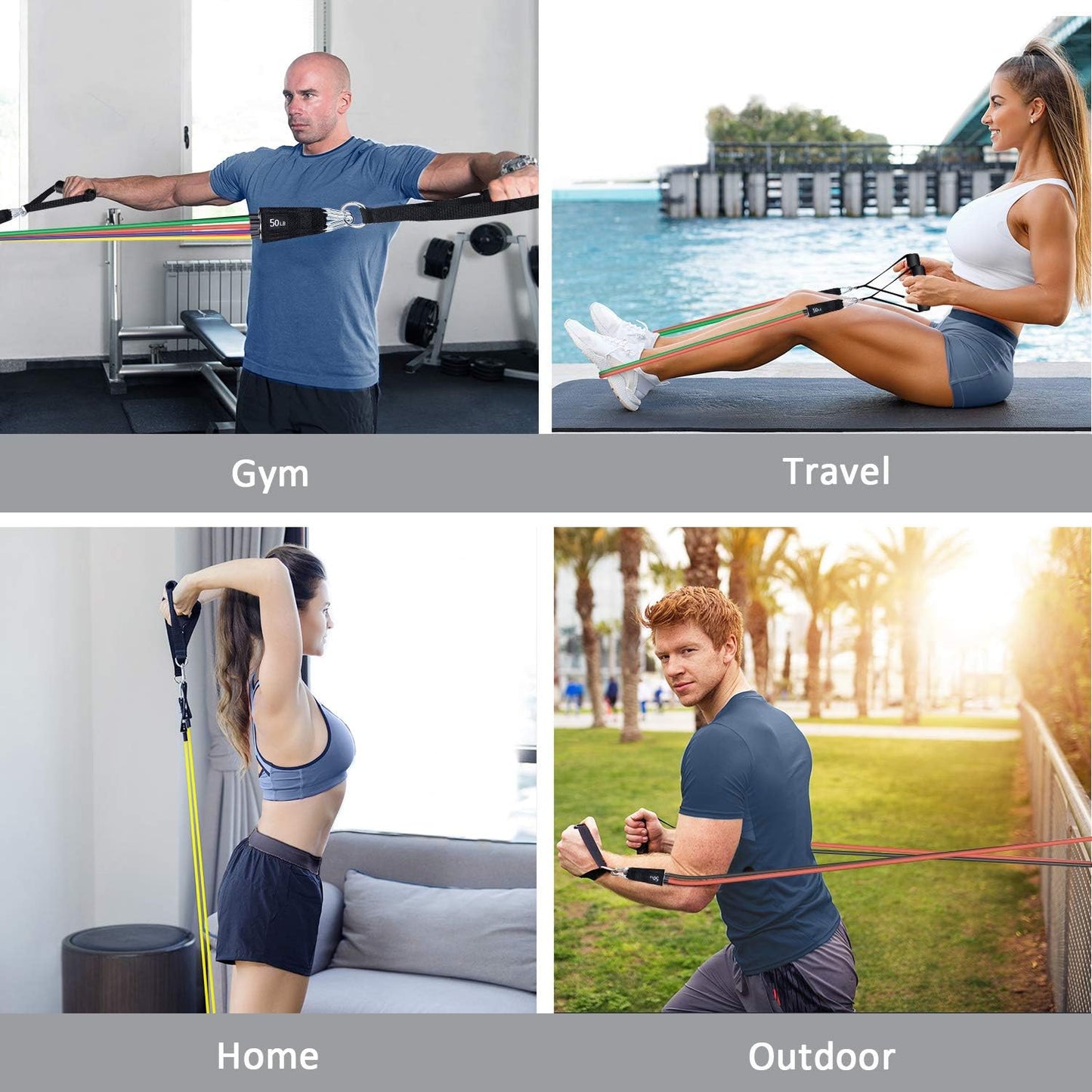 Resistance Bands, Simmgud Exercise Bands Set with Handles, Work Out Bands with Door Anchor, Ankle Straps for Strength Training, Physical Therapy, Home Gym for Men and Women, Yoga, Pilates 150 LBS