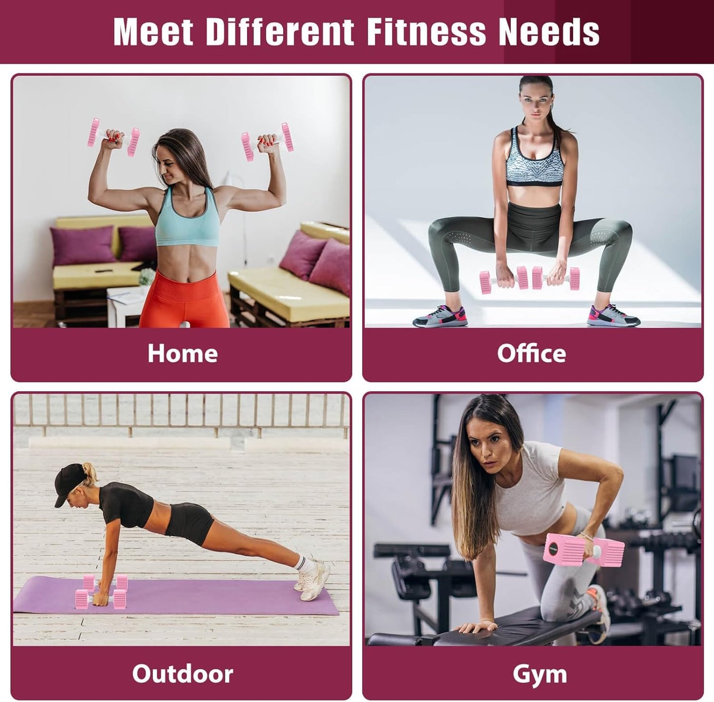 Adjustable Weight Dumbbells Set of 2, 3.4lb/5.7lb/8lb/10.3lb/12.6lb Each Hand Weight Sets for Women/Men, Adjustable Dumbbells Set for Home Gym Fitness Workout Strength Training