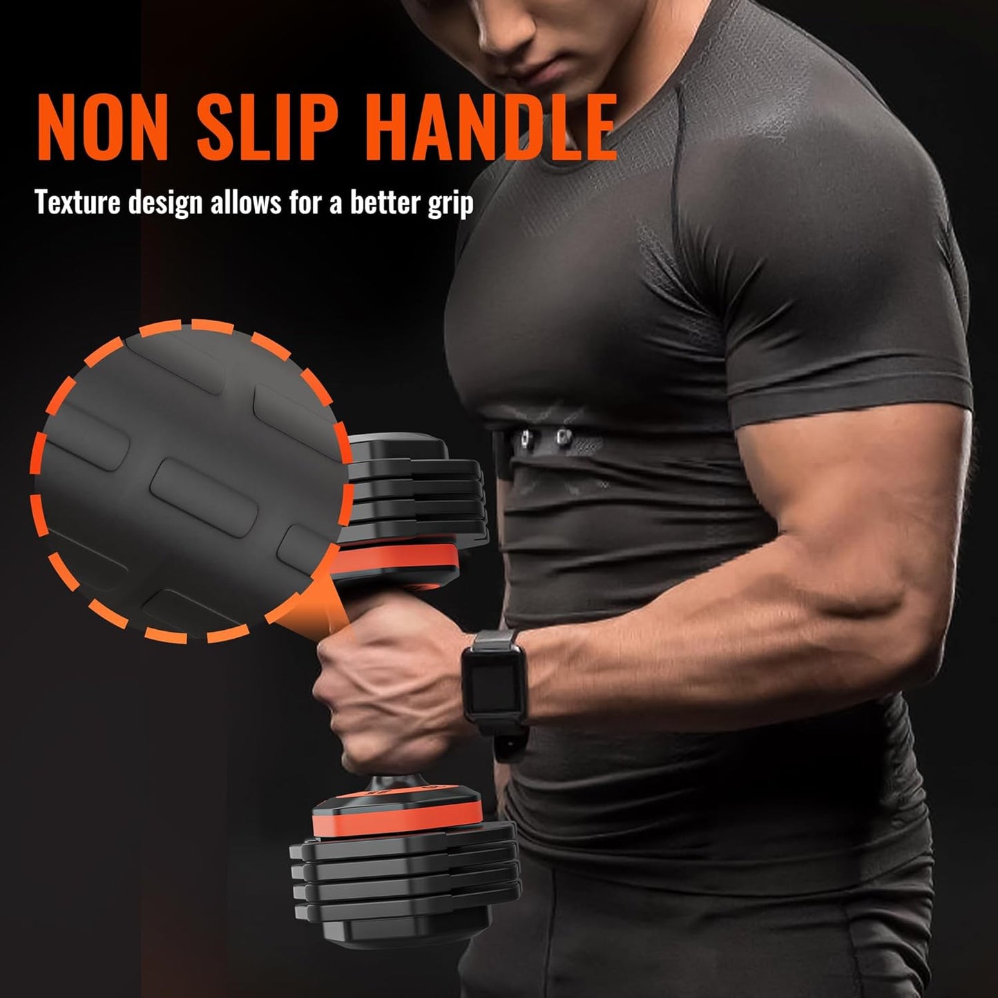 VEICK 25/55 lbs Adjustable Dumbbell with Anti-Slip Turning Handle, Fast Adjust Weight for Men Women, Exercise Equipment with Tray for Home Gym Full Body Workout Fitness