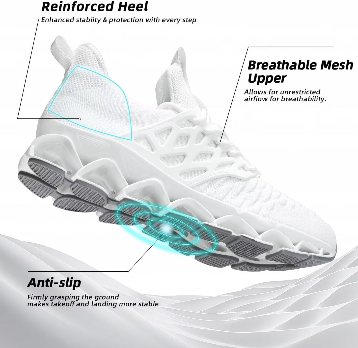 Men's Slip on Walking Running Shoes Blade Tennis Casual Fashion Sneakers Comfort Non Slip Work Sport Athletic Trainer