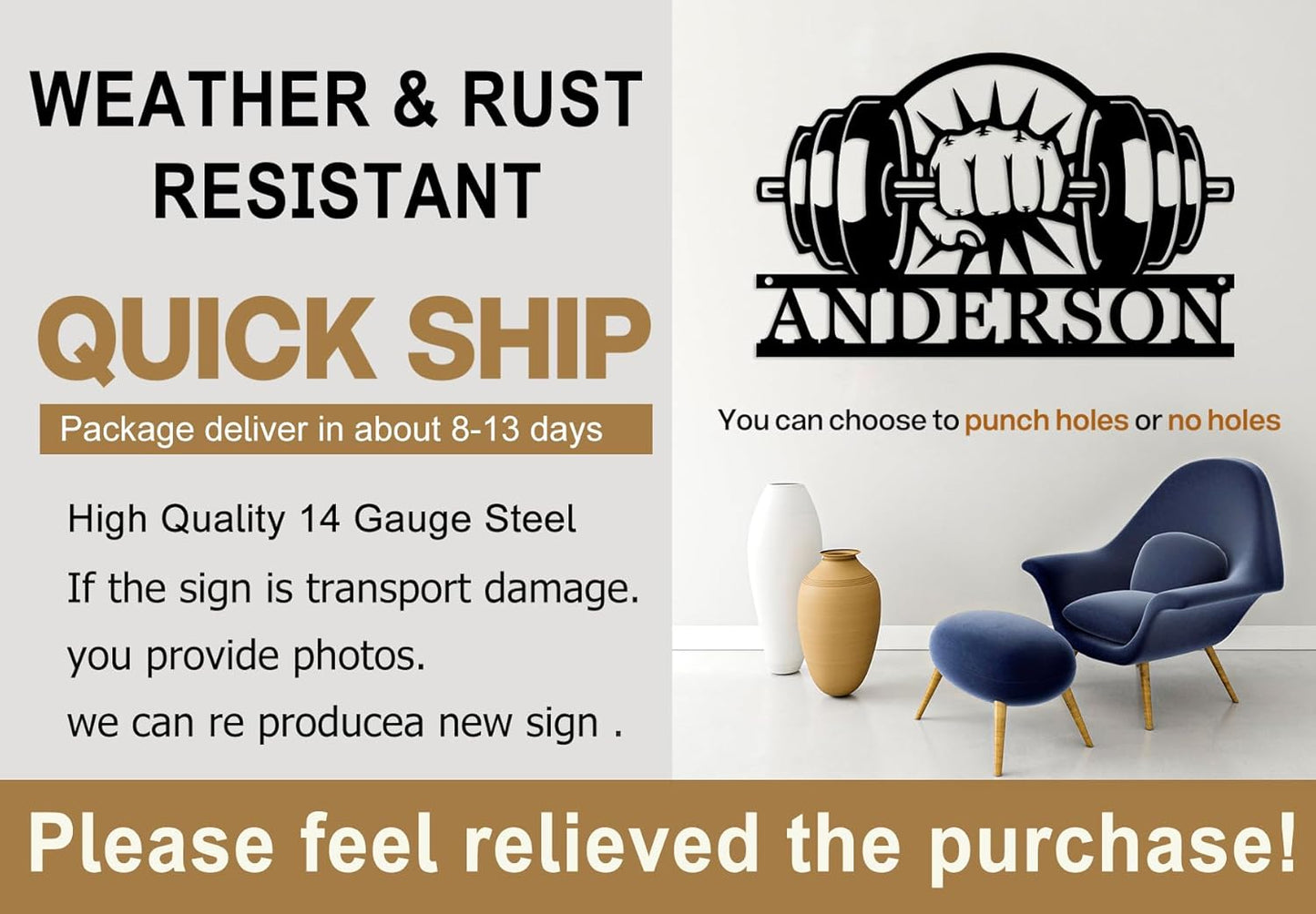 Personalized Last Name Sign for Home, Home Gym Sign, Fitness Name Signs, Custom Gym Metal Signs, Gift for Dad, Birthday Gift