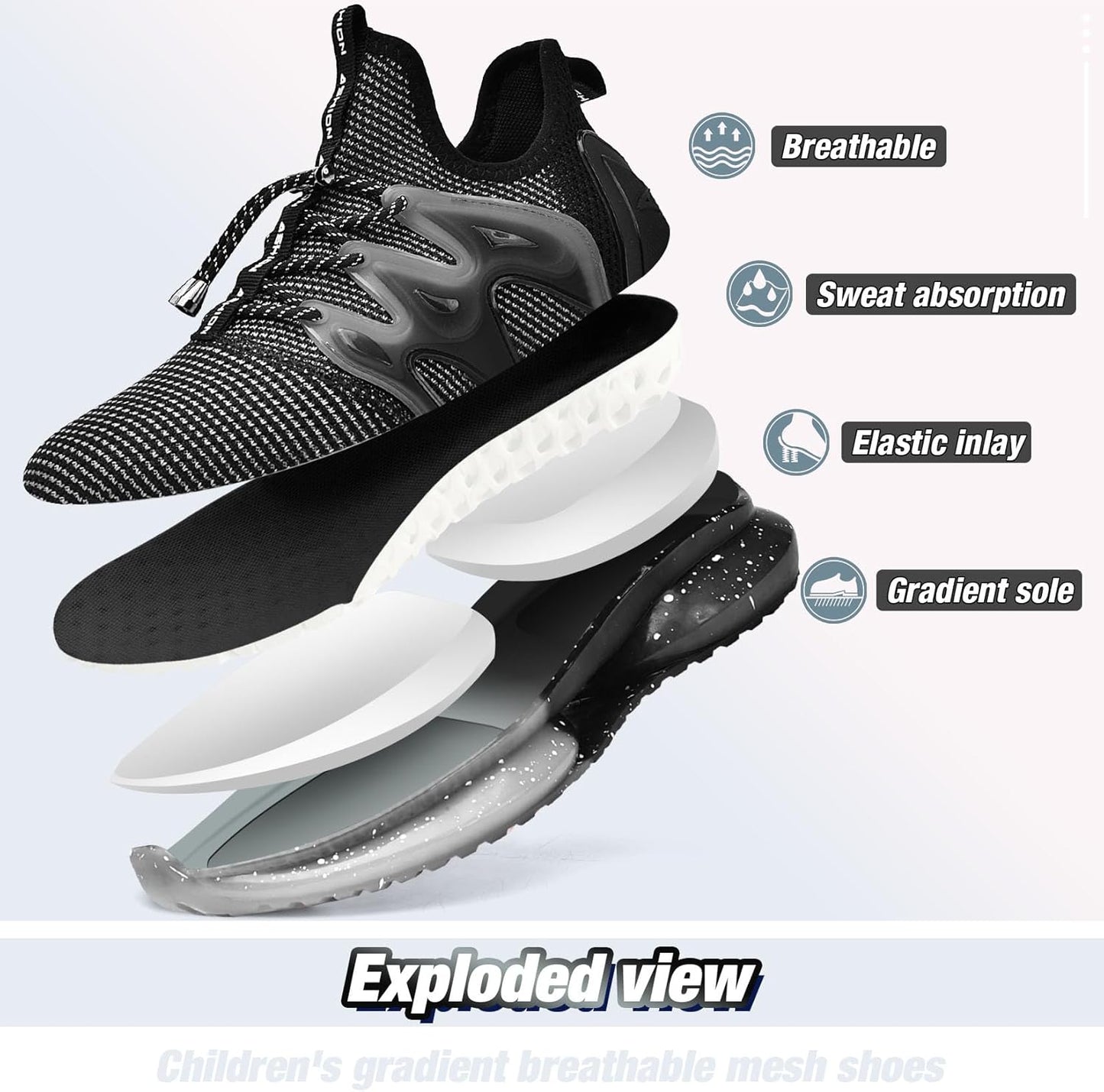 WETIKE Boy's Shoes Mesh Slip on Lightweight Running Sneakers