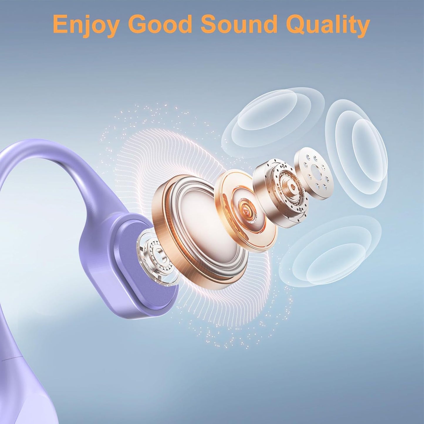 Bone Conduction Bluetooth Headphones-SurfAudio, IP68 Waterproof Swimming Headphones with 32GB MP3 Player, Lightweight Open Ear Design for Swimming/Surfing/Marathon/Cycling(Purple)