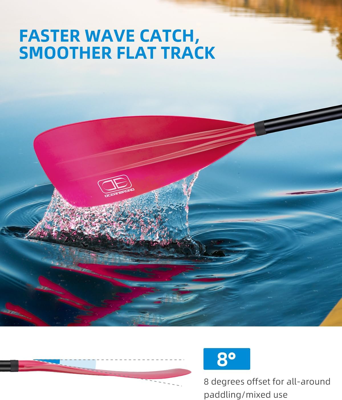 OCEANBROAD SUP Paddle - Adjustable Stand-Up Paddle for Paddleboard Kayak, Adjustable Aluminum Alloy Shaft with Reinforced Nylon Blades