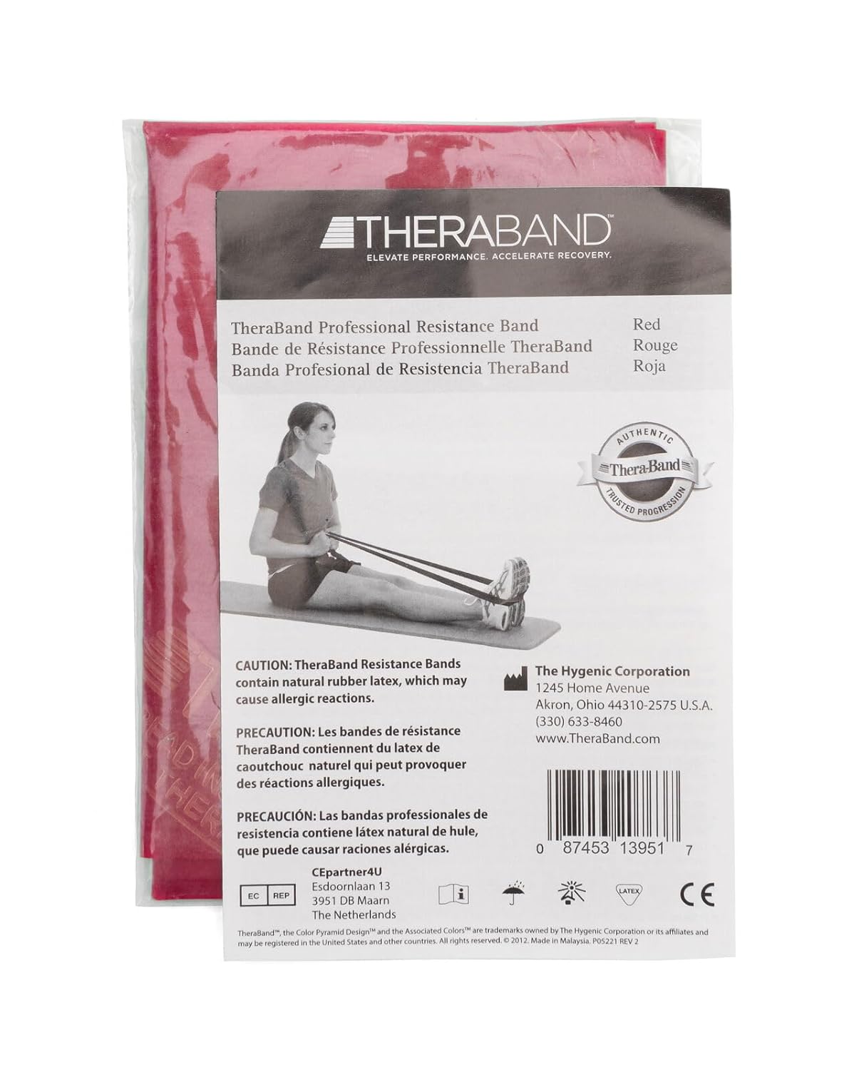 THERABAND Professional Latex Resistance Bands, Individual 6 Ft Elastic Band for Upper & Lower Body Exercise, Physical Therapy, Pilates, At-Home Workouts, 6 Foot Band, Red, Medium, Level 3