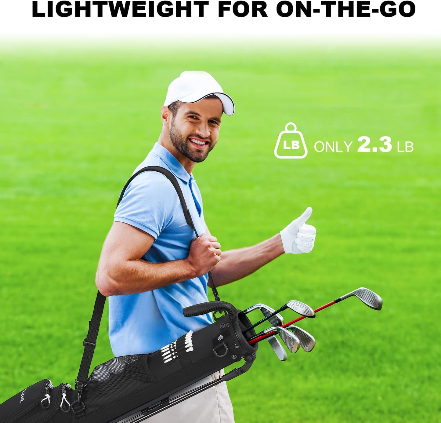 MAZEL Lightweight Golf Bag for Men – Easy to Carry Golf Clubs Bag with Shoulder Strap,Pitch n Putt Golf Stand Bag for Driving Range,Par 3 and Executive Courses - Fit Up to 8 Clubs