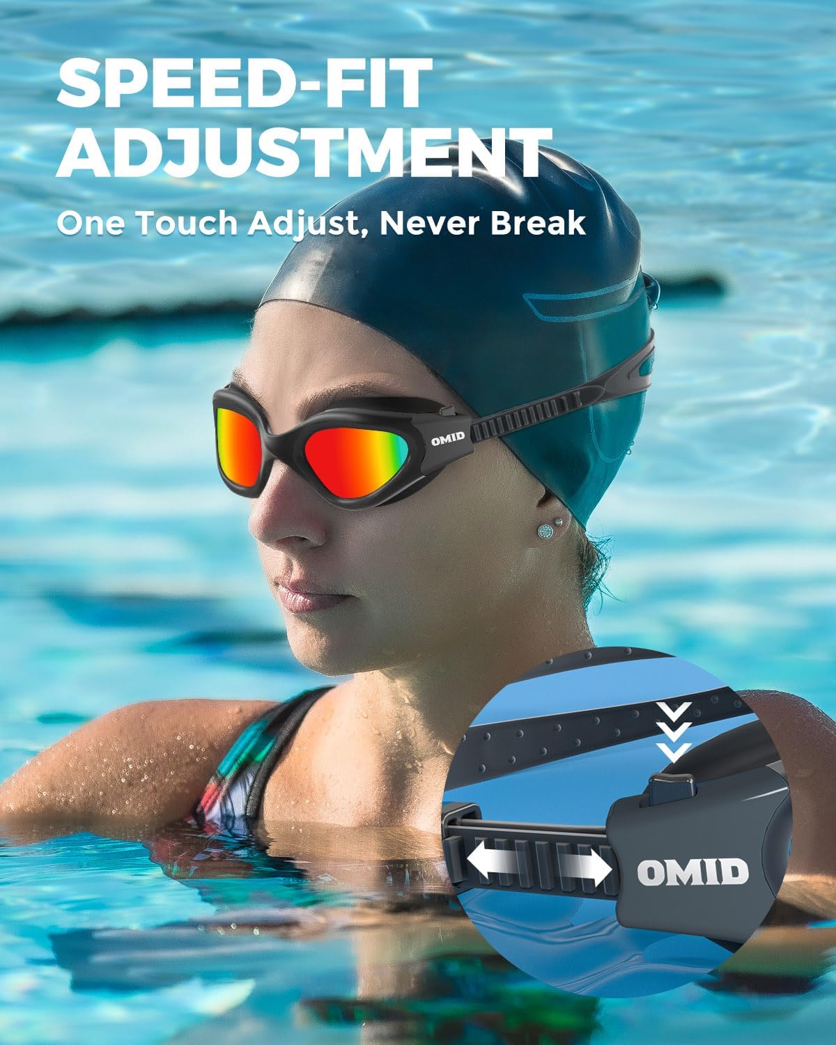 OMID Swim Goggles, P2 Polarized Swimming Goggles for Men Anti-fog Goggles Swimming for Adult Women