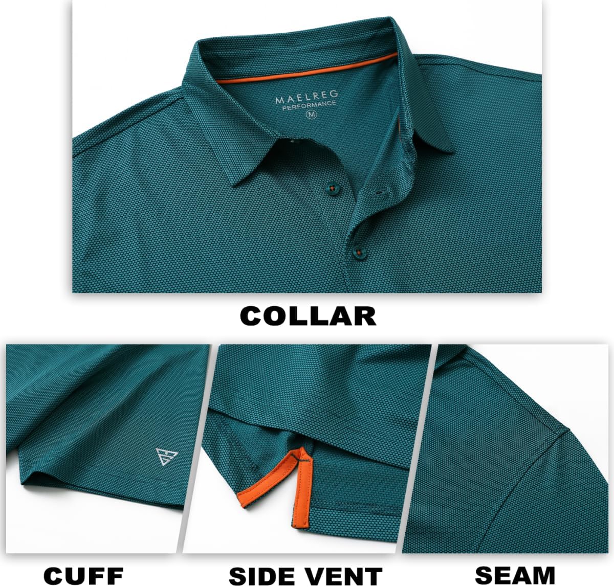 M MAELREG Golf Shirts for Men Dry fit Sports Jacquard Lightweight Performance Texture Short Sleeve Collared Polo Shirts