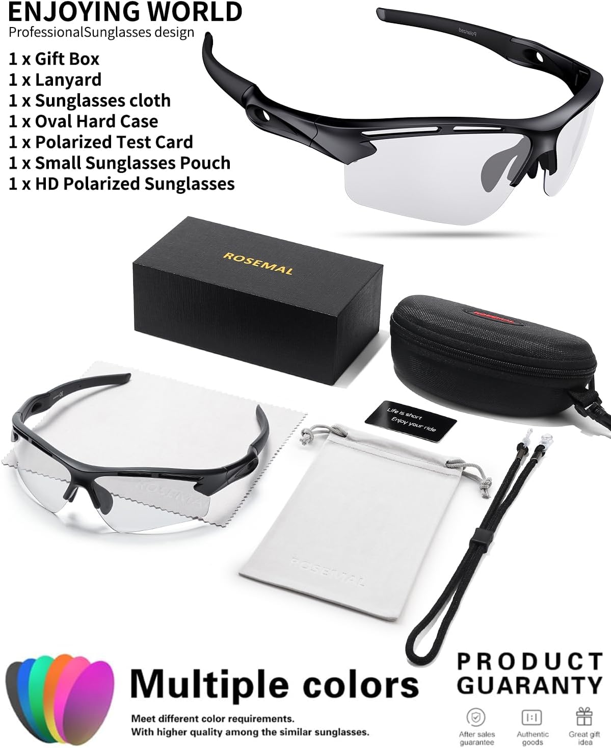 Polarized Sports Sunglasses for Men Women,UV400 Protection Sunglass for Running Cycling Fishing Hiking TR90