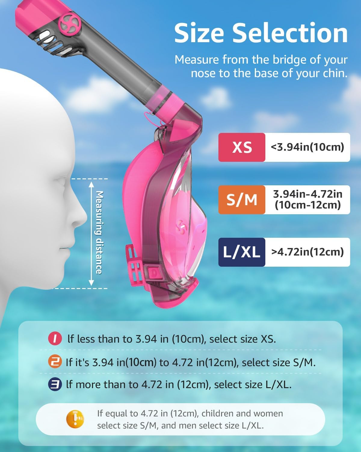 W WSTOO Full Face Snorkel Mask Adults,Suitable for Beginners Dry Top Snorkeling Gear,Can Your Mouth or Nose to Breathe,180 Degrees Panoramic View,Anti-Fog Anti-Leak,Summer Travel and Vacationing Gifts