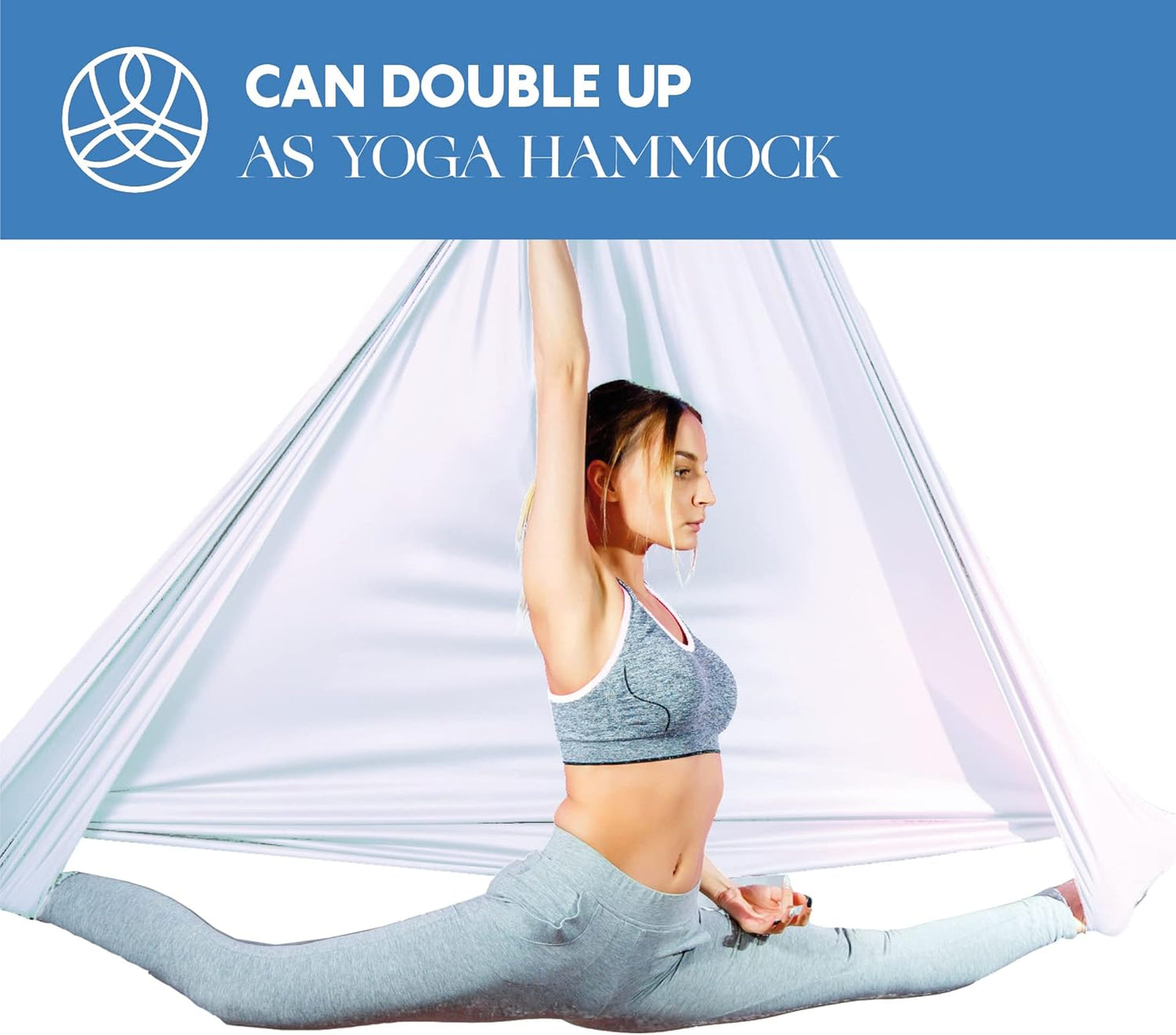 Aerial Silks Starter Kit - Durable 9 Yards of Aerial Yoga Hammock with Hardware & Guide - Aerial Swing for Acrobatic Flying Yoga & All Levels (Aerial Rigging Point Up to 13ft)