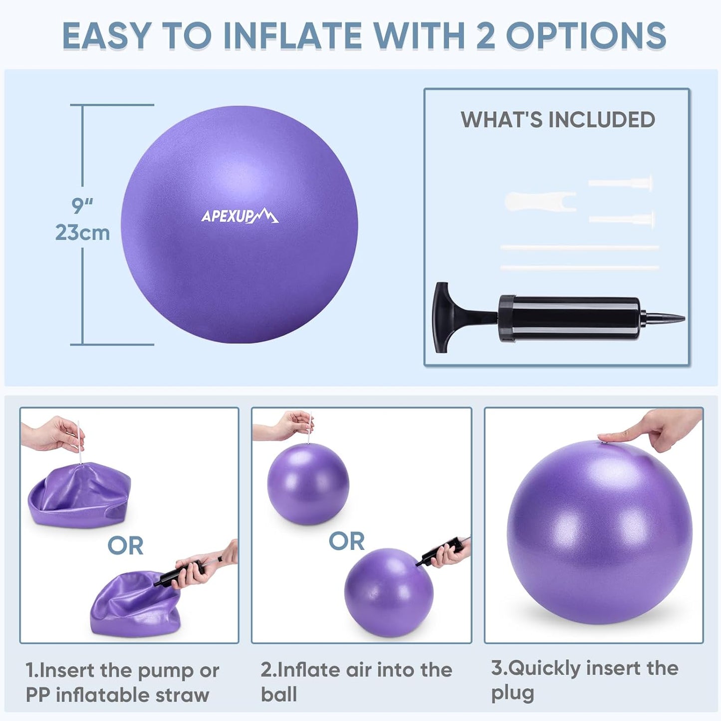 APEXUP Yoga & Pilates Ball - Anti Slip Heavy Duty Gym Ball for Fitness, Balance & Core Workout