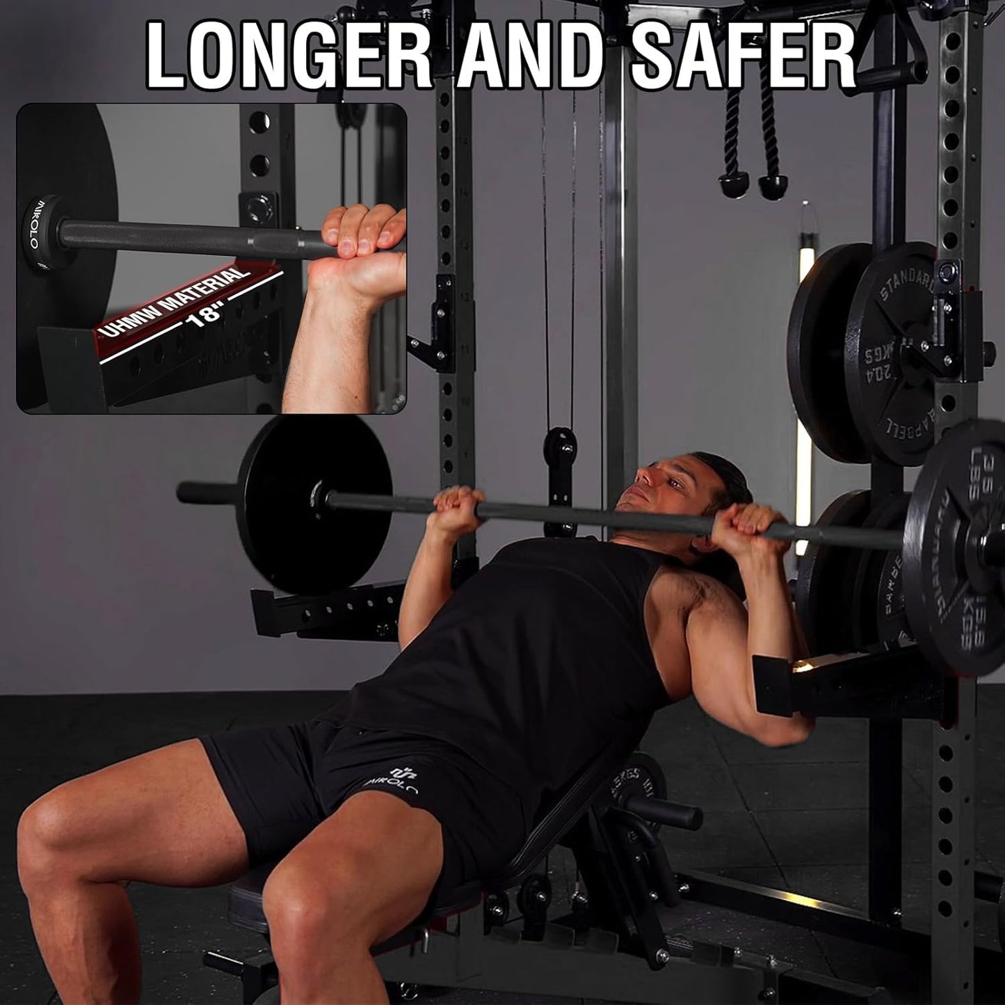 Mikolo Power Cage, 2000LB Power Rack with Independent Dual Pulley System, Multi-Function Home Gym Workout Machine for Cable Crossover