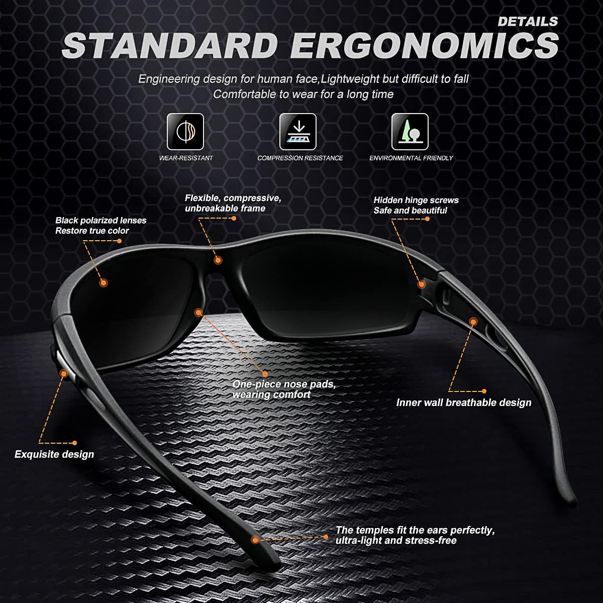 3PACK Polarized Sports Sunglasses for Men Driving Golf Fishing Running Sun Glasses UV400 Protection