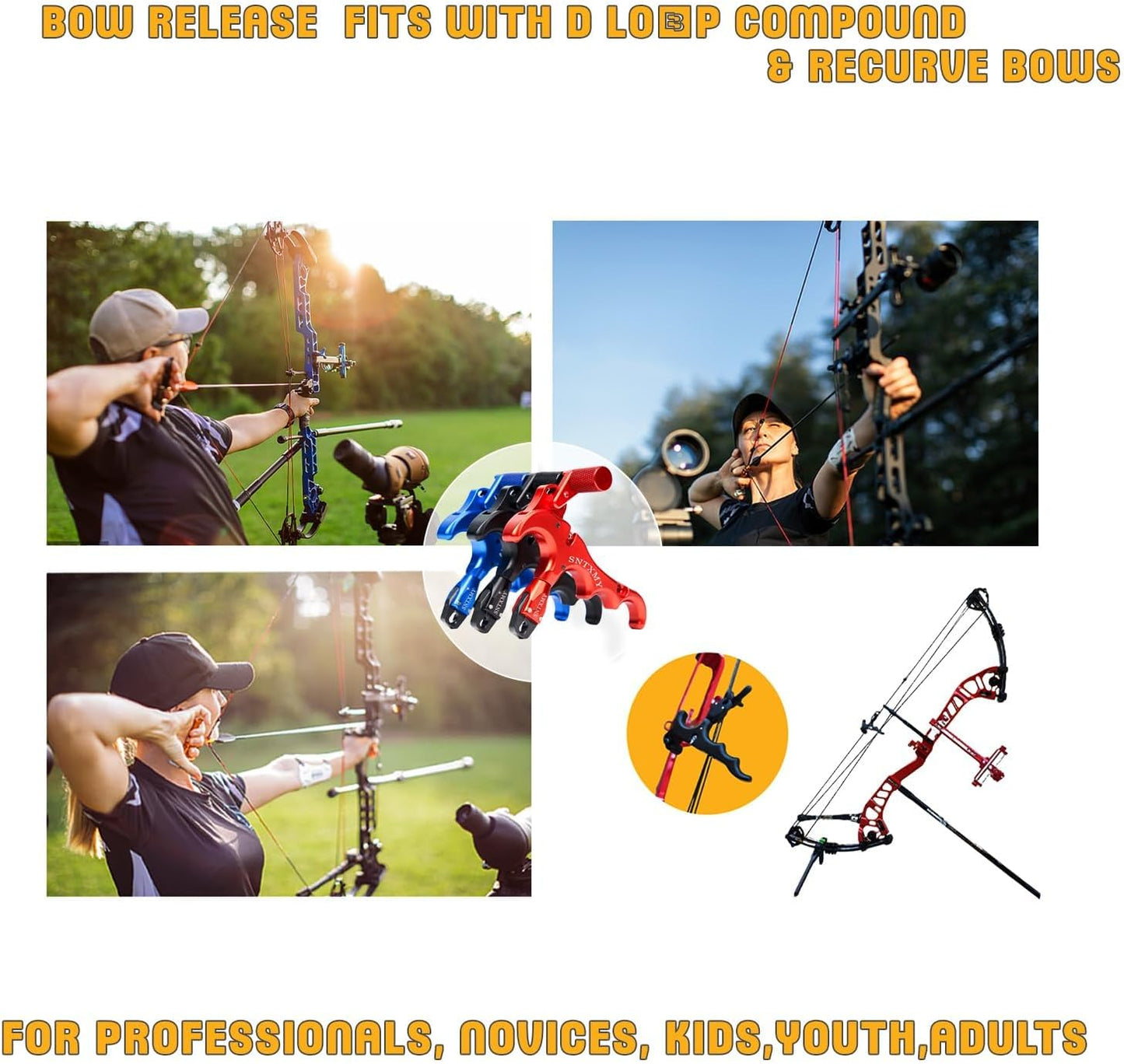 Bow Release for Compound Bow 360° Rotatable Thumb Release for Compound Bow Archery Trigger Release