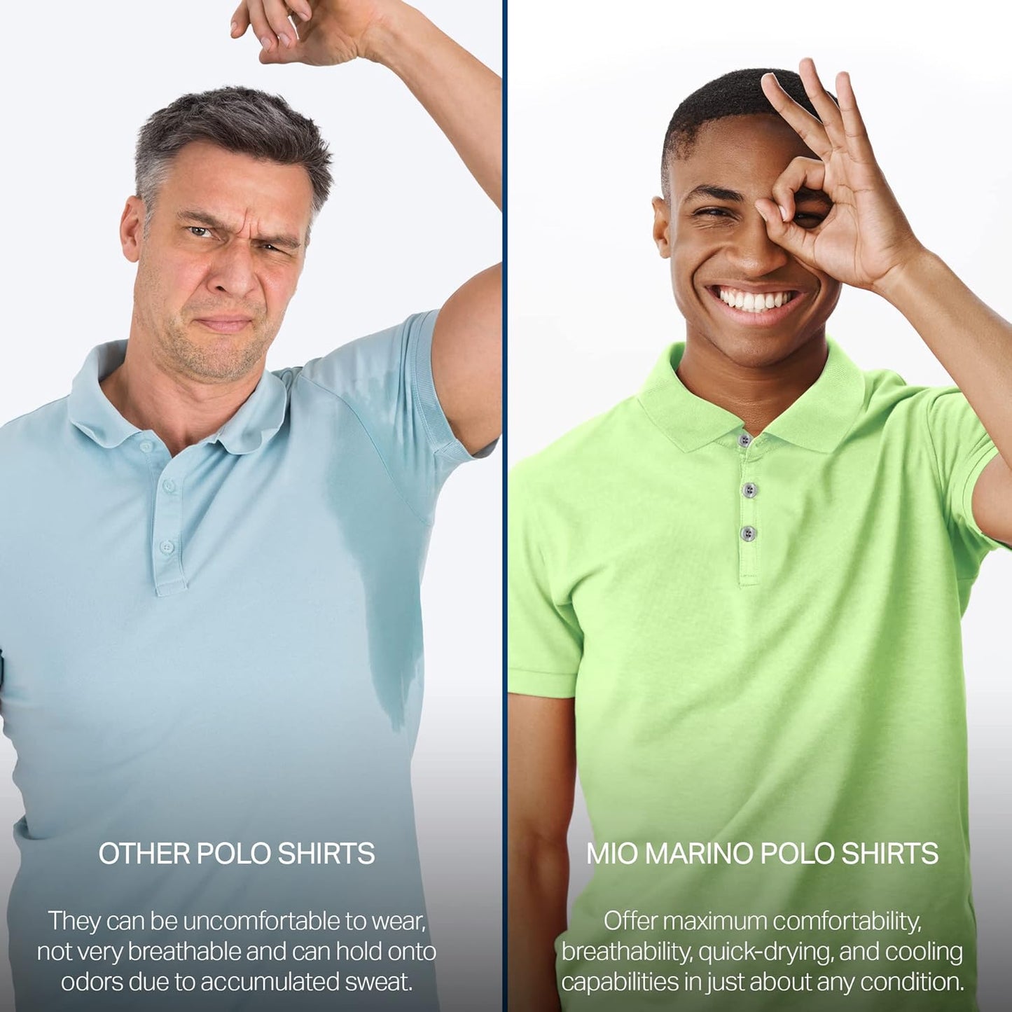 Mio Marino Golf Polo Shirts for Men - Dry Fit - Ultra-Thin Breathable Fabric