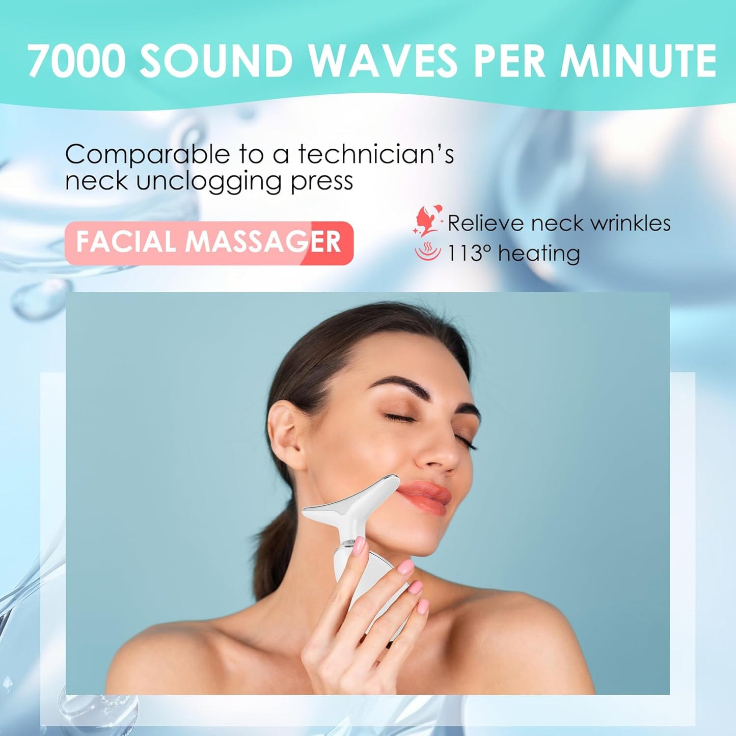 Facial Massager Red-Light-Therapy-for-Face and Neck, Face π² culpting Wand with 7 Color (Light White)