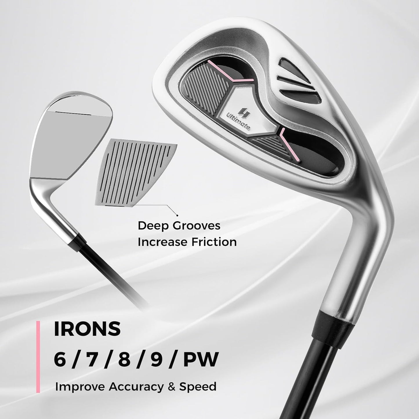 ULTIMATE Women's Complete Golf Club Set, 9/11pcs Right Handed Ladies Golf Clubs Set w/ 460cc Alloy Driver, #3 Fairway Wood, Hybrid, #6/#7/#8/#9/#P Irons & Putter