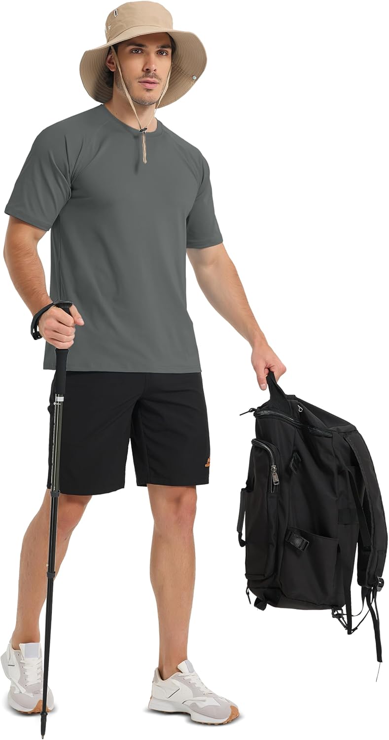 MAGCOMSEN Men's Short Sleeve UPF 50+ Sun Protection Shirts Quick Dry Athletic T-Shirt Hiking Running Swimming Rash Guard