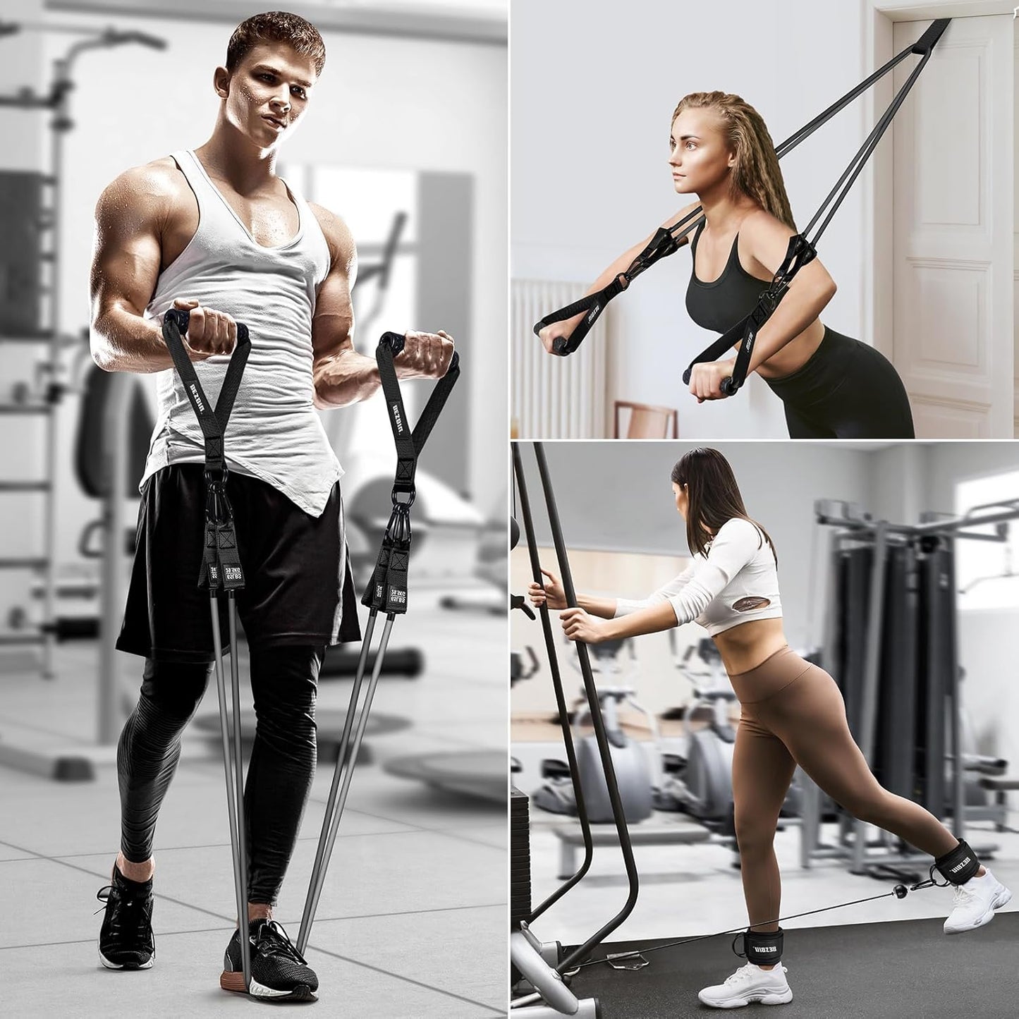 Heavy Resistance Bands for Working Out, 300lbs/360lb/420lb Exercise Bands Workout Bands with Handles, Door Anchor, Ankle Straps, Home Gym Workout Equipment for Men Fitness Strength Training Stretching