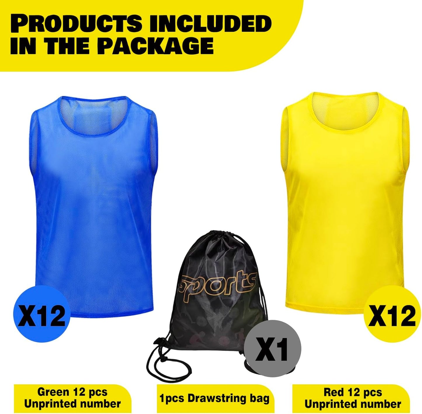 12/24/48PCS Pinnies Youth Team Pennies for Sports Kids and Scrimmage Vests for Soccer Basketball Jersey Practice