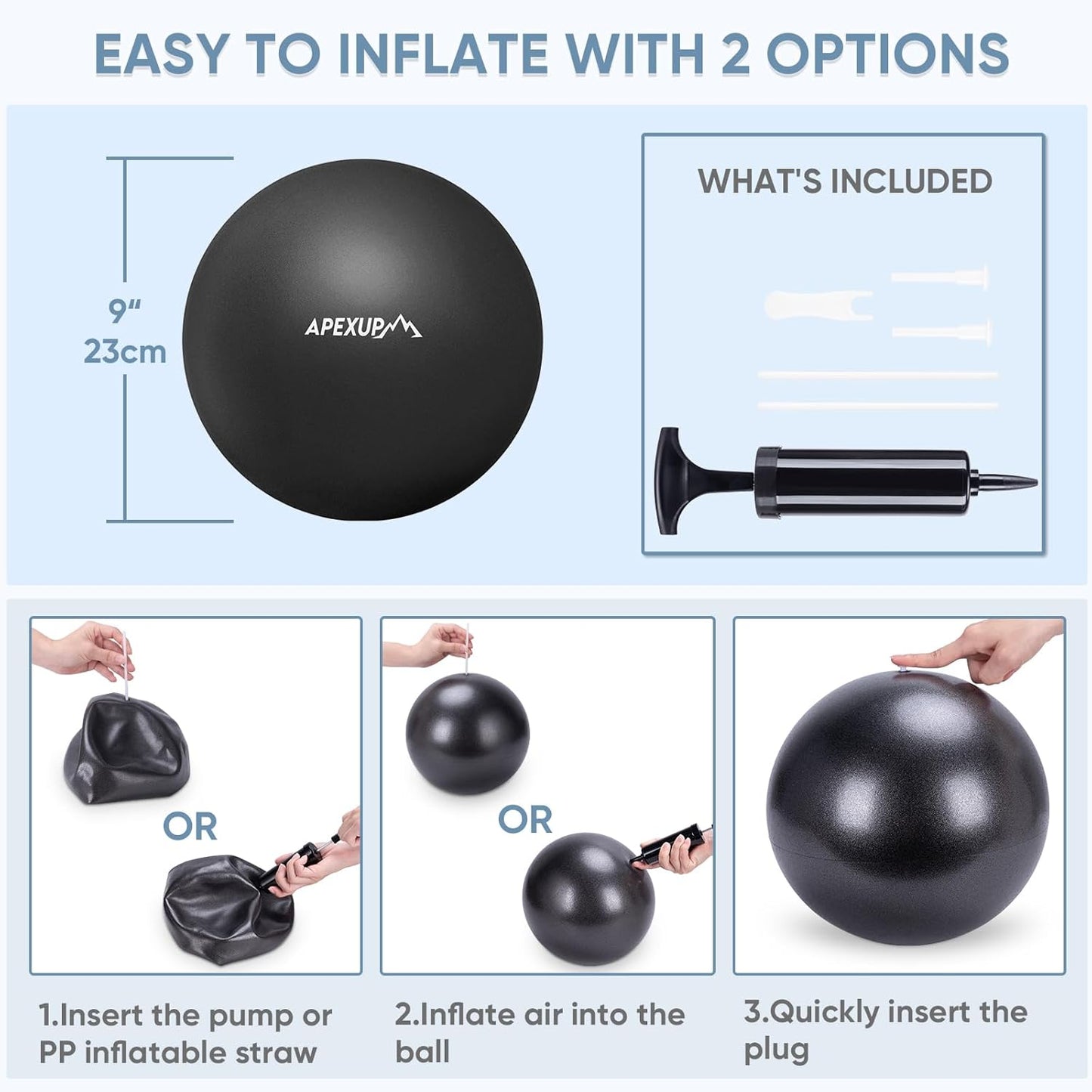 APEXUP Yoga & Pilates Ball - Anti Slip Heavy Duty Gym Ball for Fitness, Balance & Core Workout