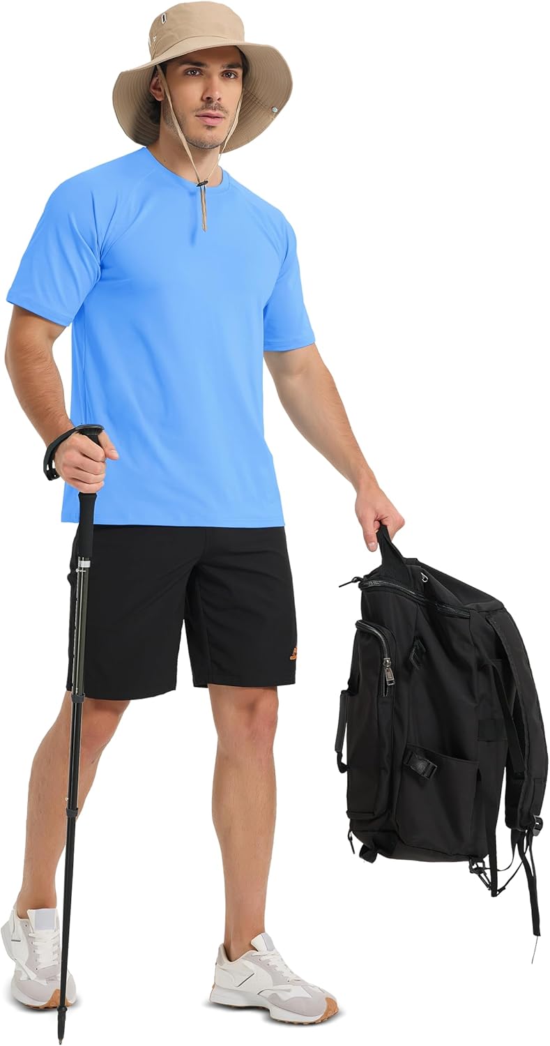 MAGCOMSEN Men's Short Sleeve UPF 50+ Sun Protection Shirts Quick Dry Athletic T-Shirt Hiking Running Swimming Rash Guard