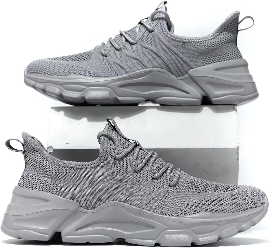 Mens Slip On Running Shoes Athletic Walking Trainers Lightweight Breathable Mesh Tennis Sneakers