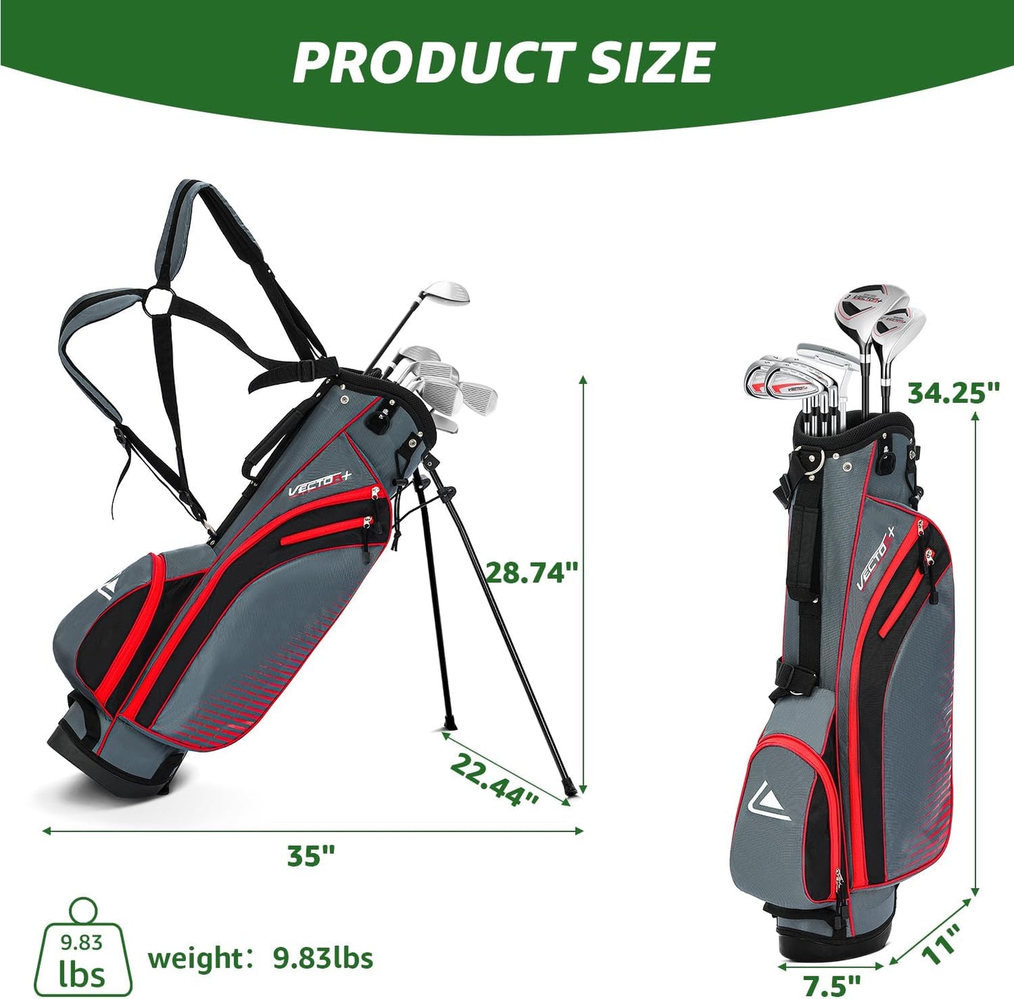 8 Pieces Complete Golf Club Set – Full Set with Bag, Fairway Wood, Hybrid, Irons, Putter – Lightweight, Beginner Friendly, Premium Quality, Distance & Accuracy, Easy to Use for Men & Women