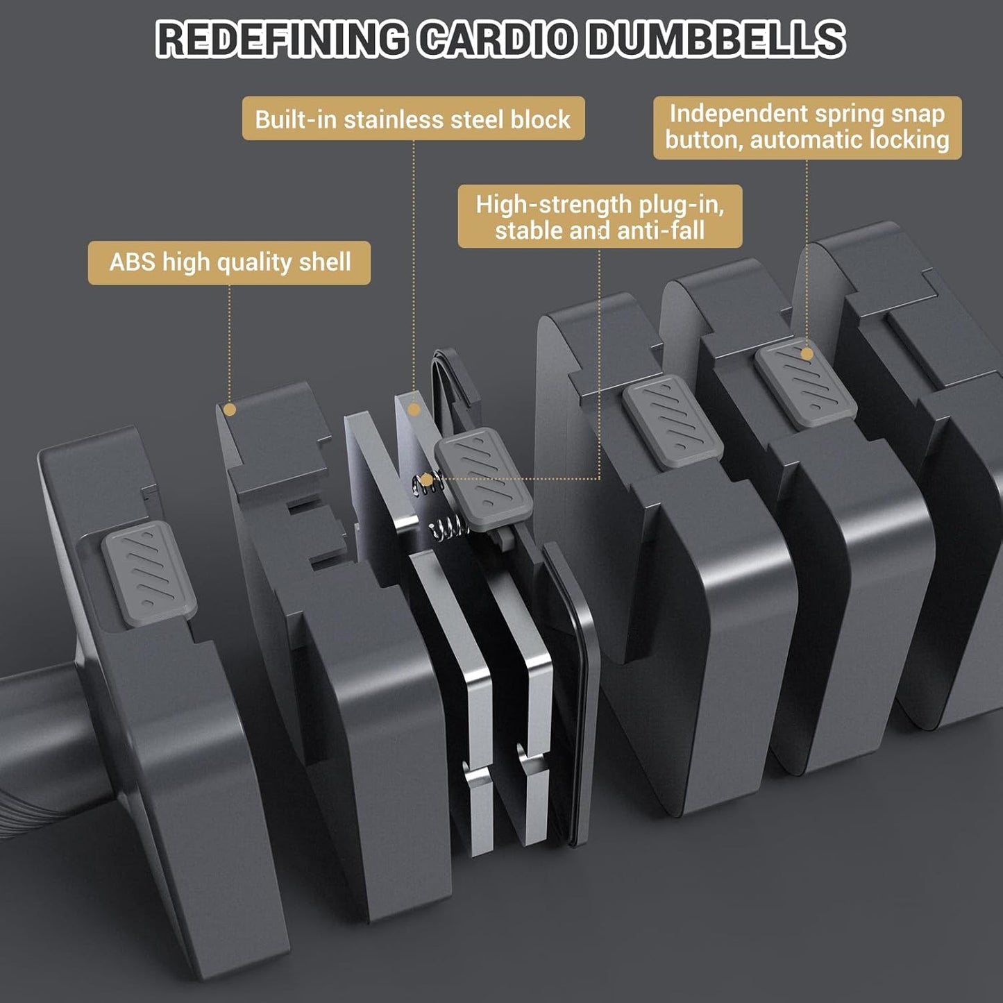 Adjustable Dumbbells Hand Weights Set: Sportneer 5 in 1 Weight Adjustment 10 LB Dumbbells Set of 2 Free Weights Fast Adjust Dumbbell Weight Set for Women Men Home Gym Exercise Workout Strength