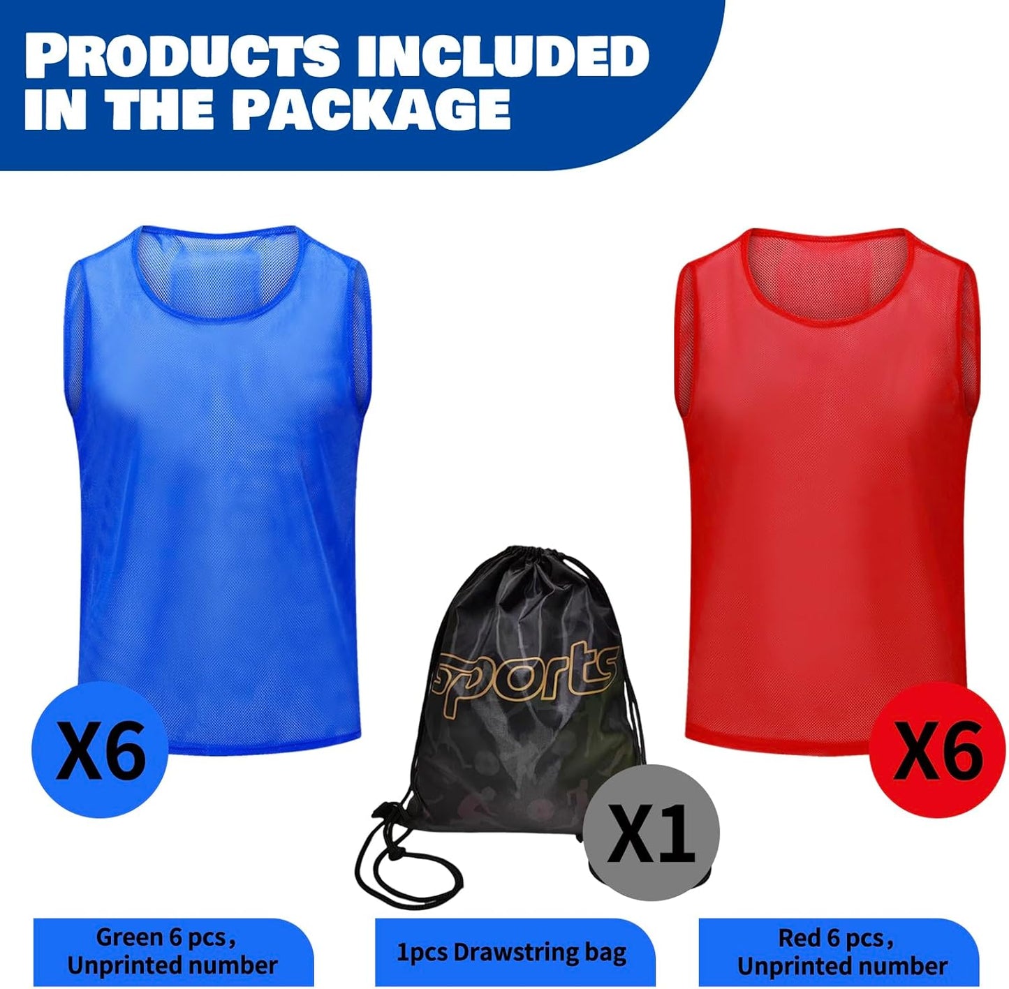 12/24/48PCS Pinnies Youth Team Pennies for Sports Kids and Scrimmage Vests for Soccer Basketball Jersey Practice