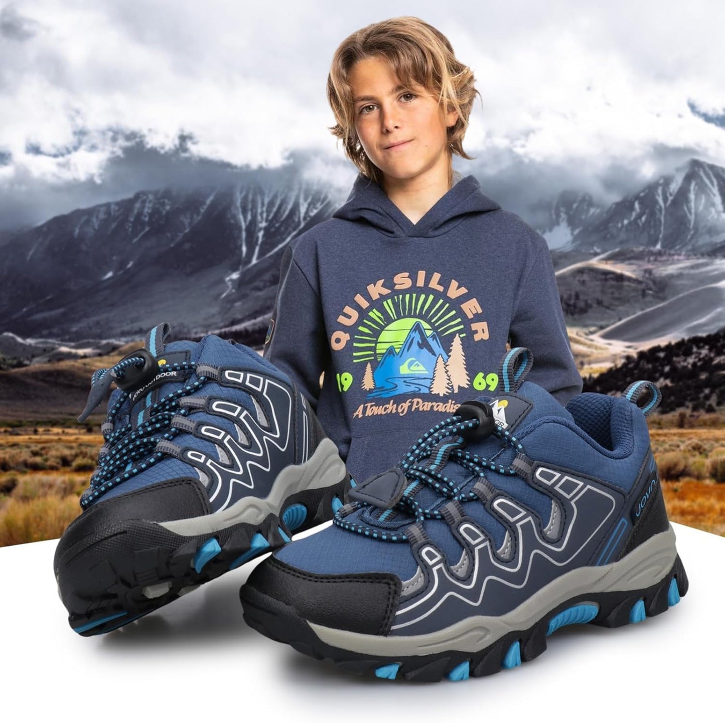Kids Boys Running Shoes Waterproof Non-Slip Breathable Low-Top Outdoor Hiking Walking Sneakers (Little/Big Kids)