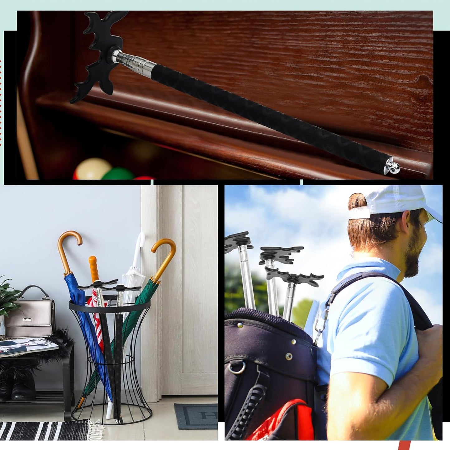 Skylety Retractable Billiard Cue Stick Bridge with Bridge Head, Snooker Set Billiard Pool Cue Accessory for Pool Table