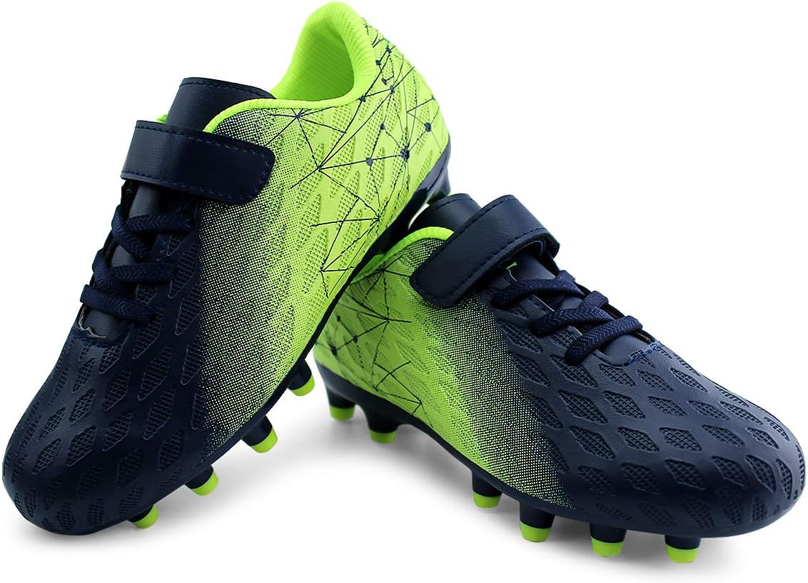 brooman Kids Firm Ground Soccer Cleats Boys Girls Athletic Outdoor Football Shoes