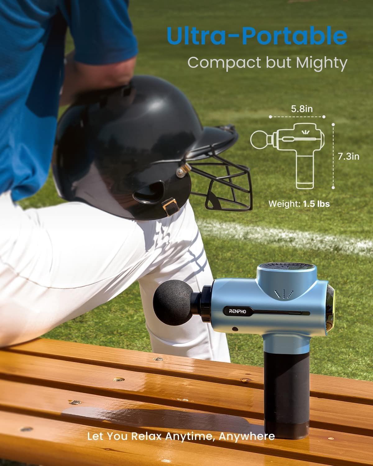 RENPHO Massage Gun Deep Tissue, Portable Percussion Massager for Back and Neck, Gifts for Men and Women, Handheld Device with Carry Case, Active