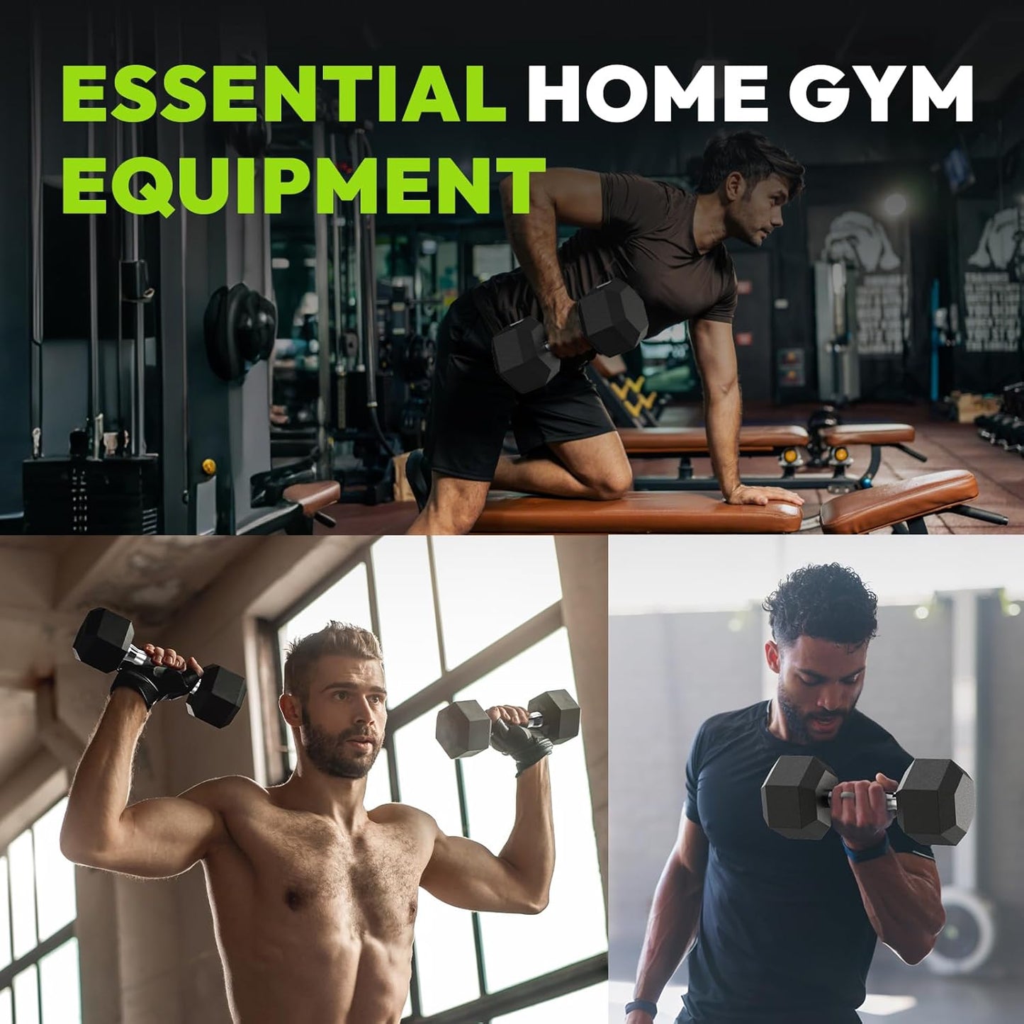 Hex Dumbbell 45-480 lb Set, Rubber Encased Exercise & Fitness Dumbbells for Home Gym, Hand Weights for Strength Training