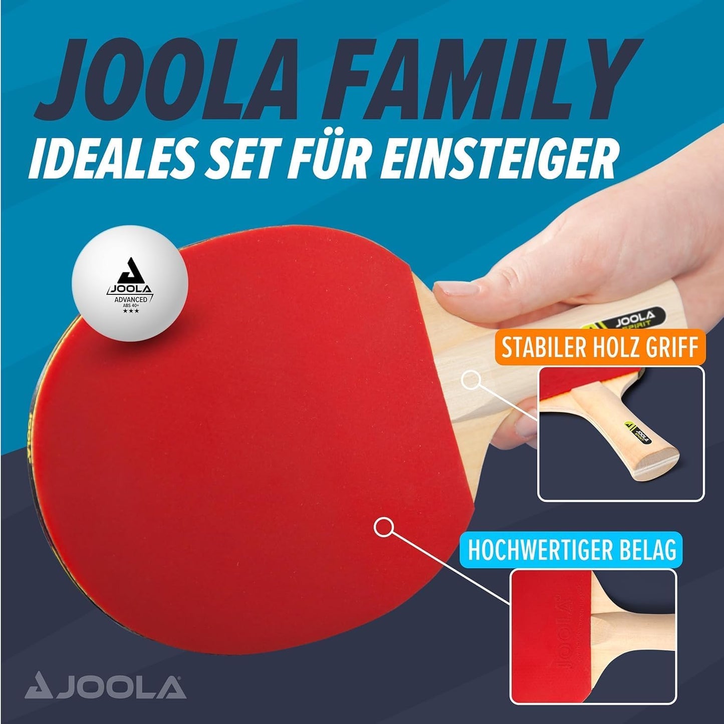 JOOLA Family Premium Ping Pong Paddles Set of 4 - Advanced Table Tennis Rackets, 10 Training 3 Star Ping Pong Balls, and Storage Case - Competitive or Recreational Play - Indoor and Outdoor Compatible