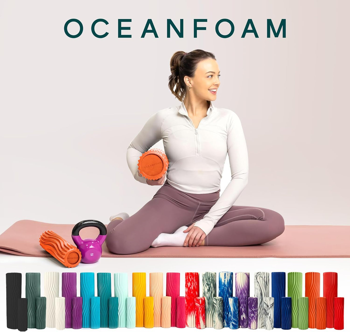 Oceanfoam Tidal Roller - Orange - Muscle Massage Foam Roller for Back Pain & Stretching - Firm and Ergonomic Wide Wave Textured - Yoga, Athletics, & Wellness - Full Size, 20" x 5"