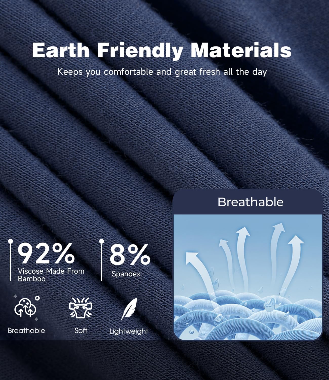 BAMBOO COOL Men's Ultra ComfortSoft Underwear, Moisture Wicking & Breathable No Ride Up Boxer Briefs with Fly, Multipack