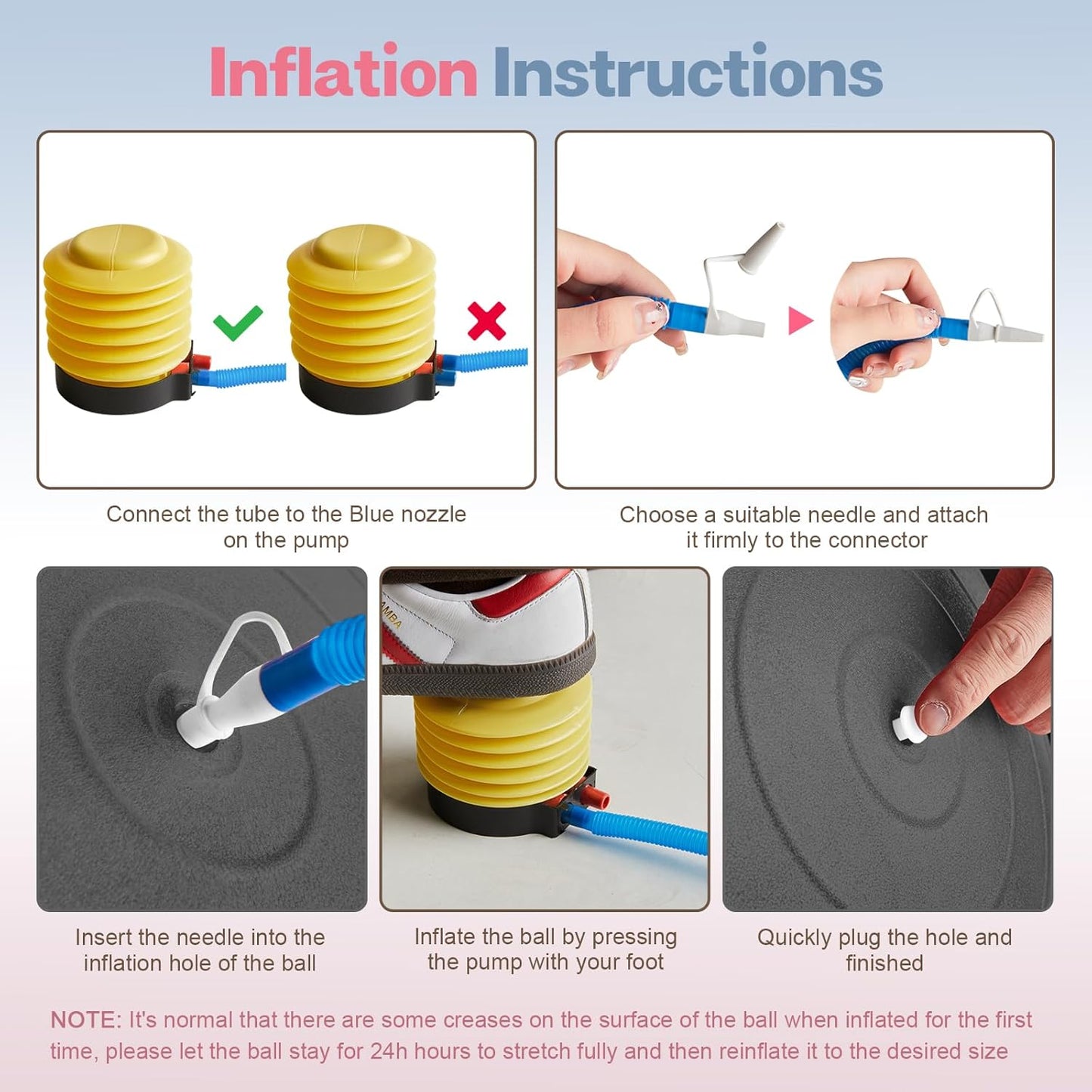 Exercise Ball, Extra Thick Yoga Ball for Workout Pregnancy Stability, 4 Sizes Anti-Burst Balance Ball with Foot Pump - Heavy Duty Fitness Ball Chair for Office, Home & Gym