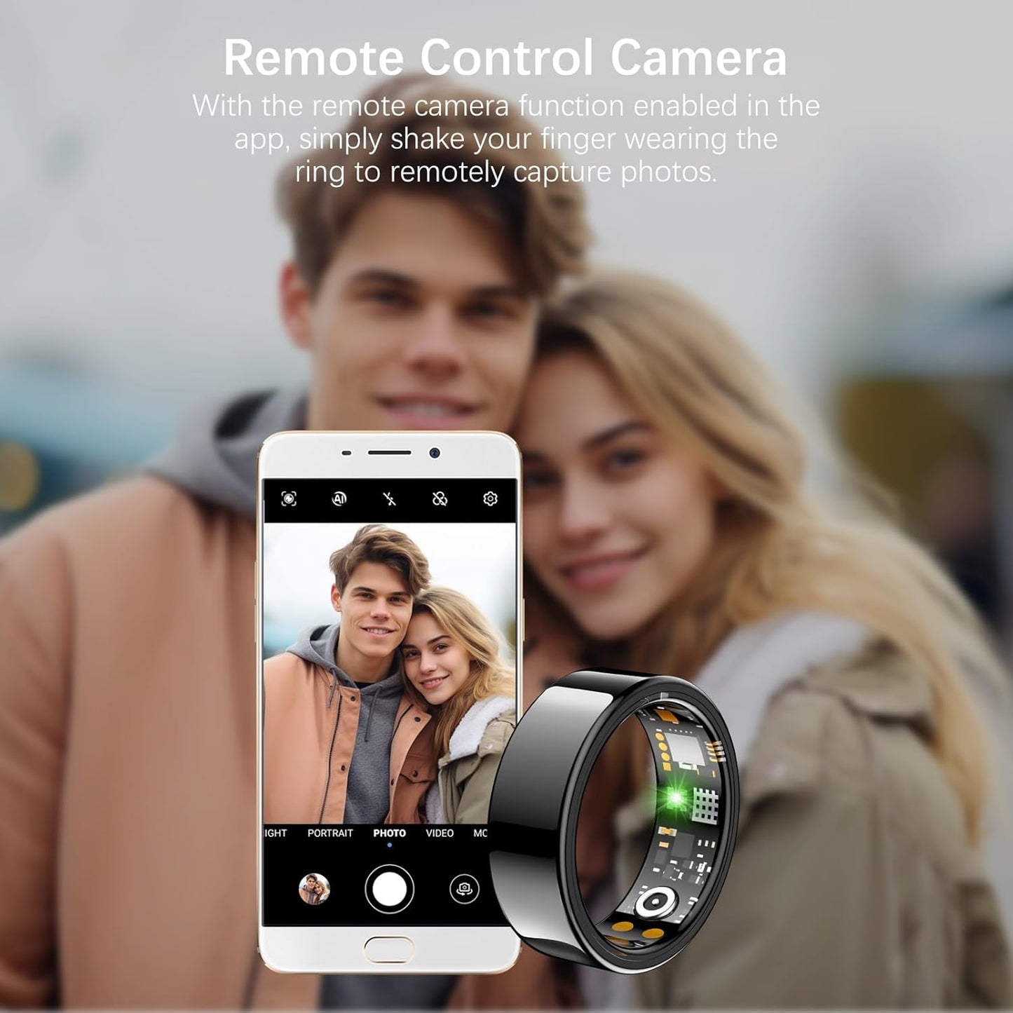 Health Tracker Ring, Smart Health Ring for Women Men with Heart Rate, Blood Oxygen, Sleep Monitor, Steps,Calories, No Subscription Fee, IP68 Waterproof Smart Ring for iPhone & Android (Black, 13#)