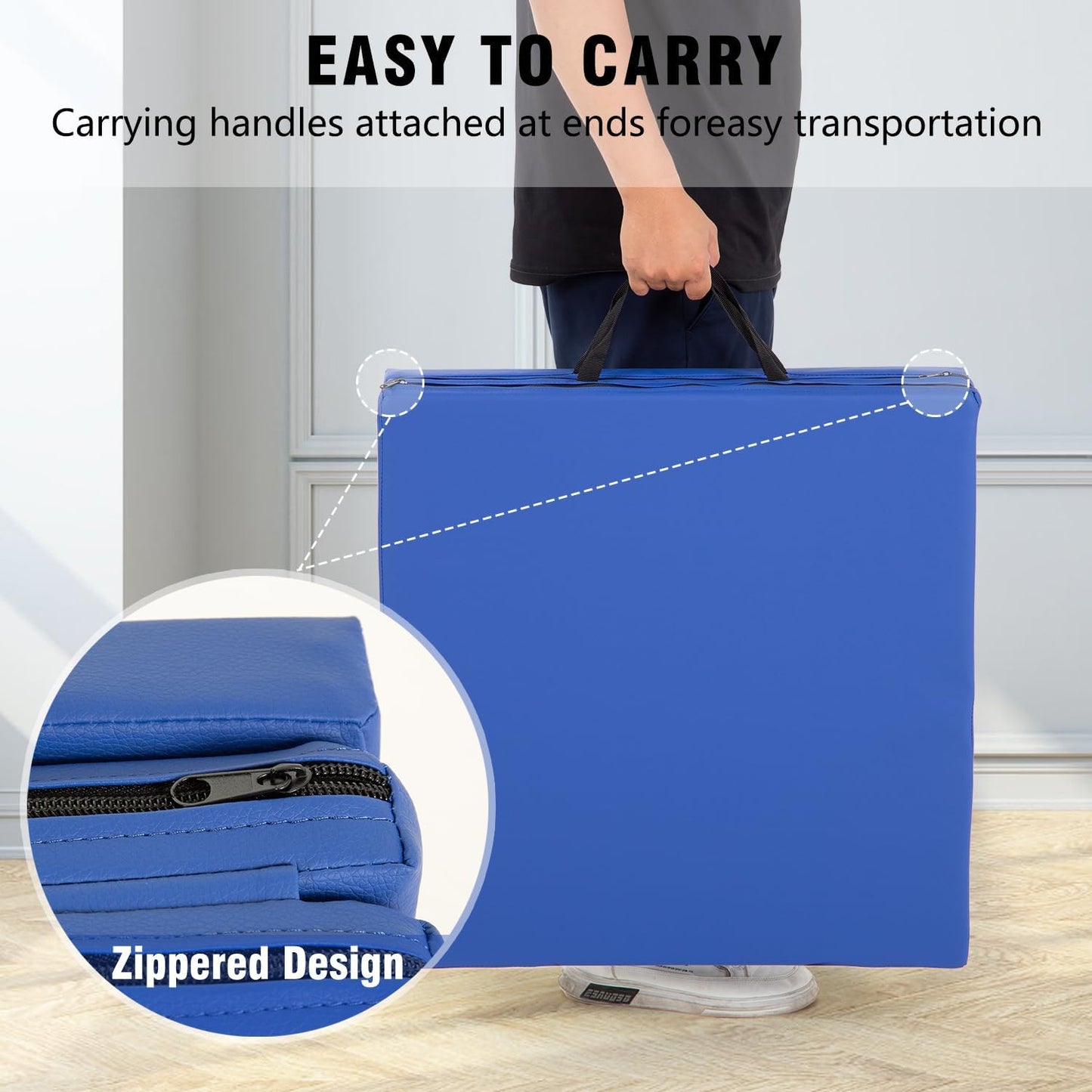 Gymnastics Tumbling Mats Portable Gymnastics Mat Foldable Tumbling Mat 2'x6'/4'x8' PU Leather Exercise Mat Yoga Mat with Carrying Handles for home Workout outdoor Yoga Gymnastics