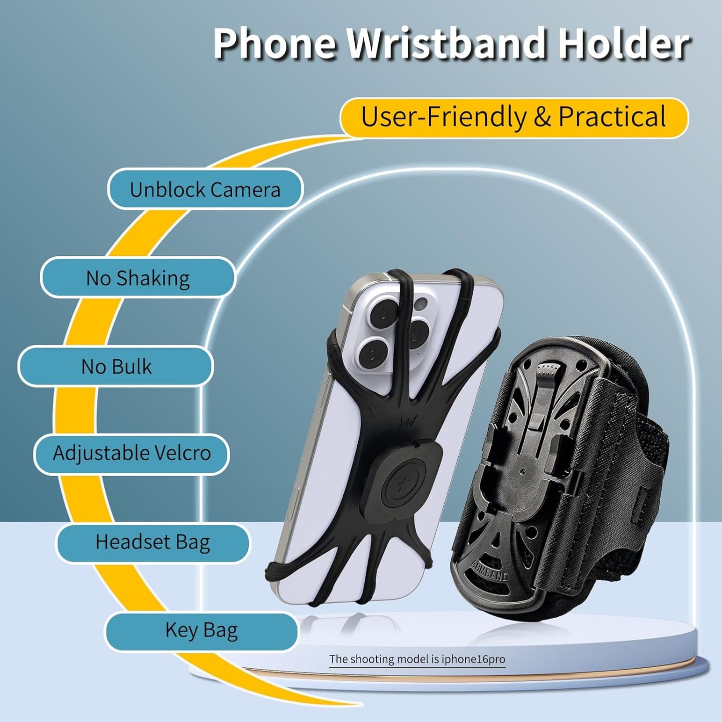 Running Armband 360°Rotatable for Phone Holder,Upgrade Anti-Drop Forearm Phone Armband for iPhone 16/15/14/Pro/Mini/12/11/SE/XR XS,Fits All 4-6.5 Inch Smartphones (ArmBlack)