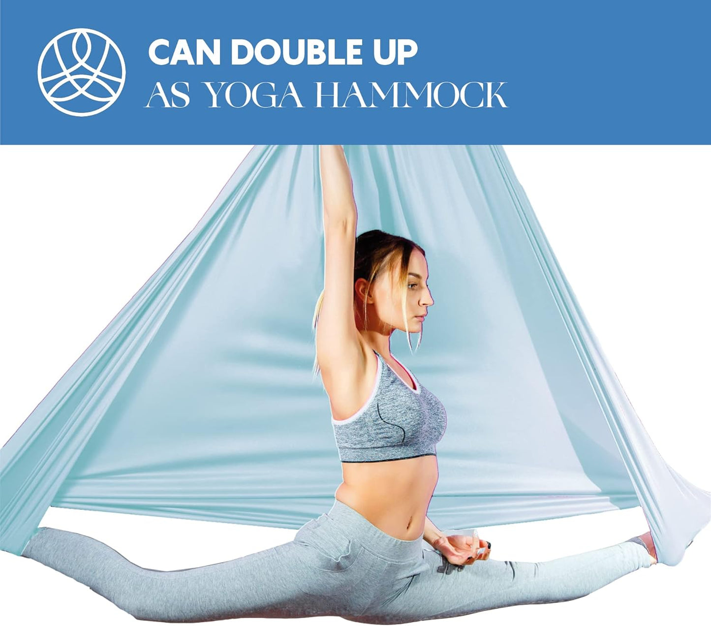 Aerial Silks Starter Kit - Durable 9 Yards of Aerial Yoga Hammock with Hardware & Guide - Aerial Swing for Acrobatic Flying Yoga & All Levels (Aerial Rigging Point Up to 13ft)