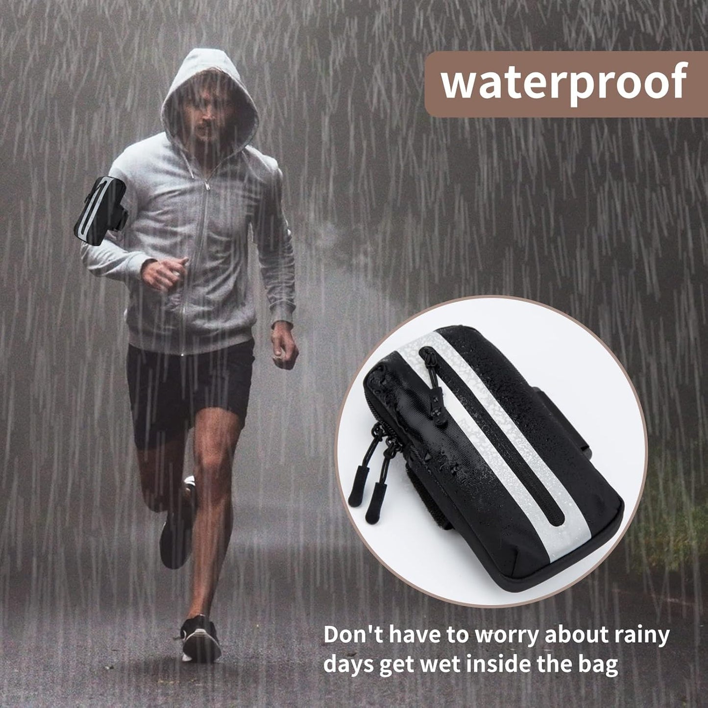 Running Phone Holder Armband, iPhone Arm Bands for Exercise, Running Arm Bands for Cell Phone, Phone Purse Cell Phone Holder for Walking (Grey)